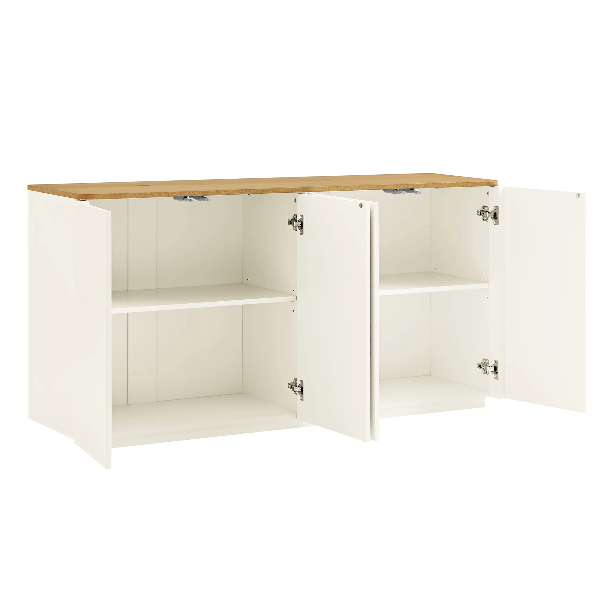 Agnes Curved Edge 150cm Wide Sideboard, Off White with Oak Top - Image 11