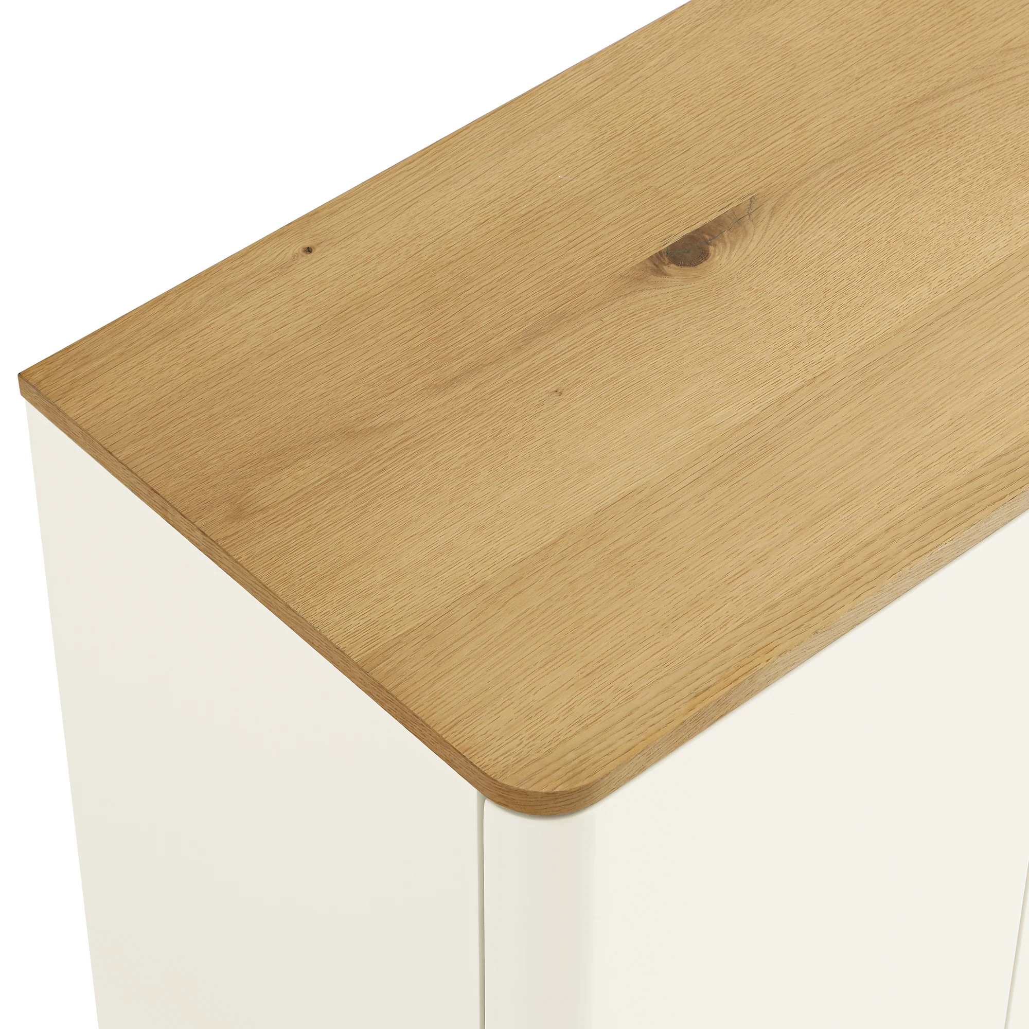 Agnes Curved Edge 150cm Wide Sideboard, Off White with Oak Top - Image 13