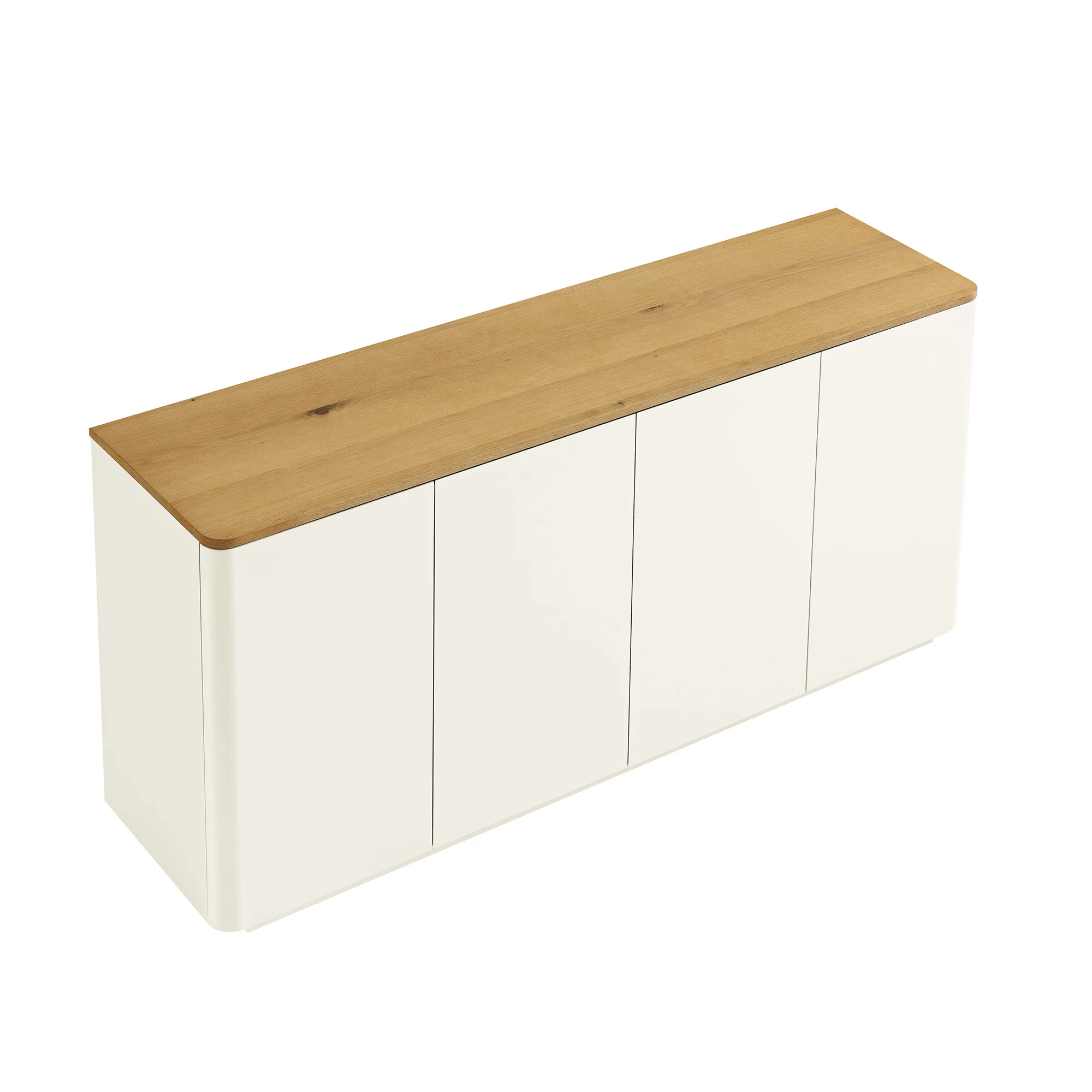 Agnes Curved Edge 150cm Wide Sideboard, Off White with Oak Top - Image 8