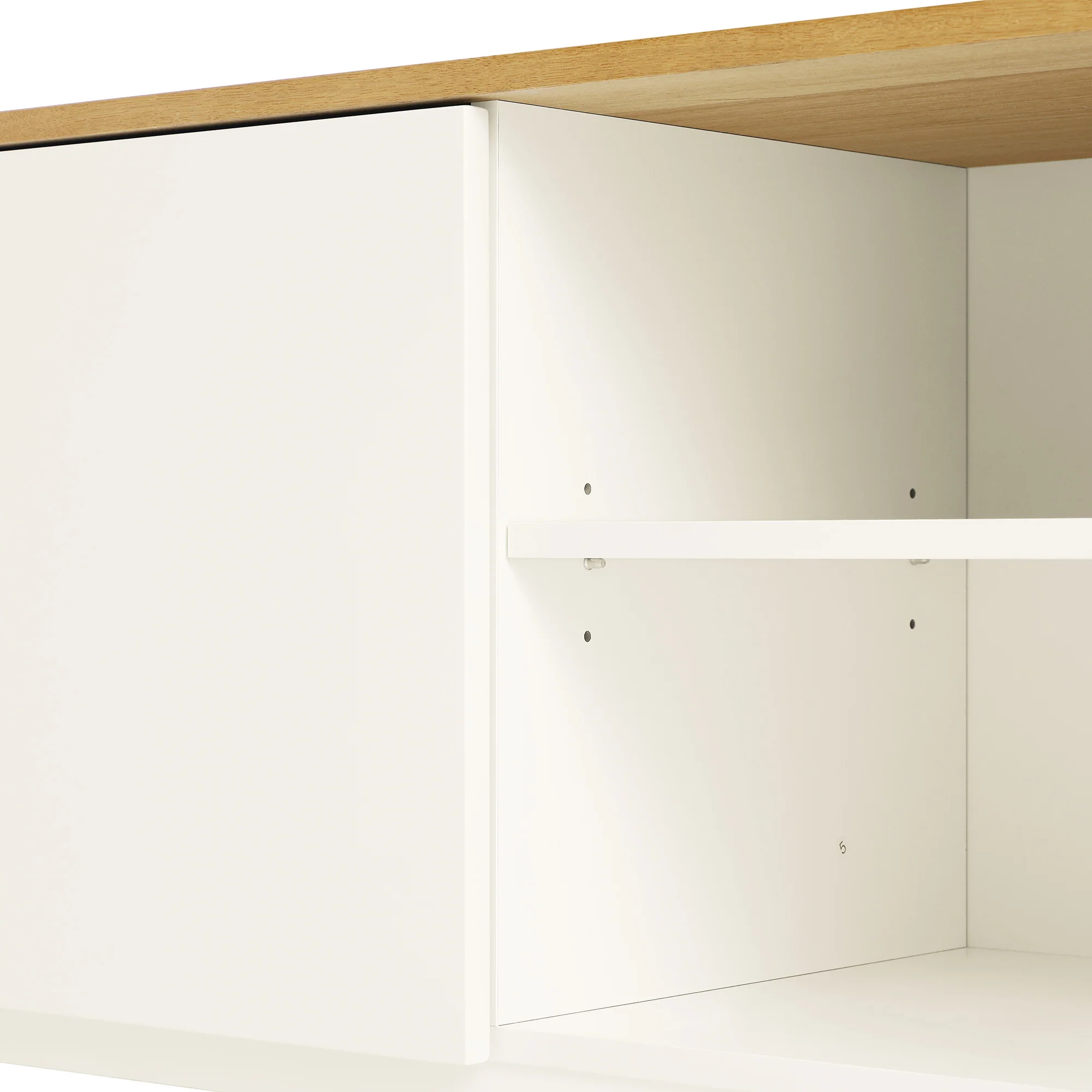 Agnes Curved Edge 150cm Wide TV Unit, Off White with Oak Top - Image 16