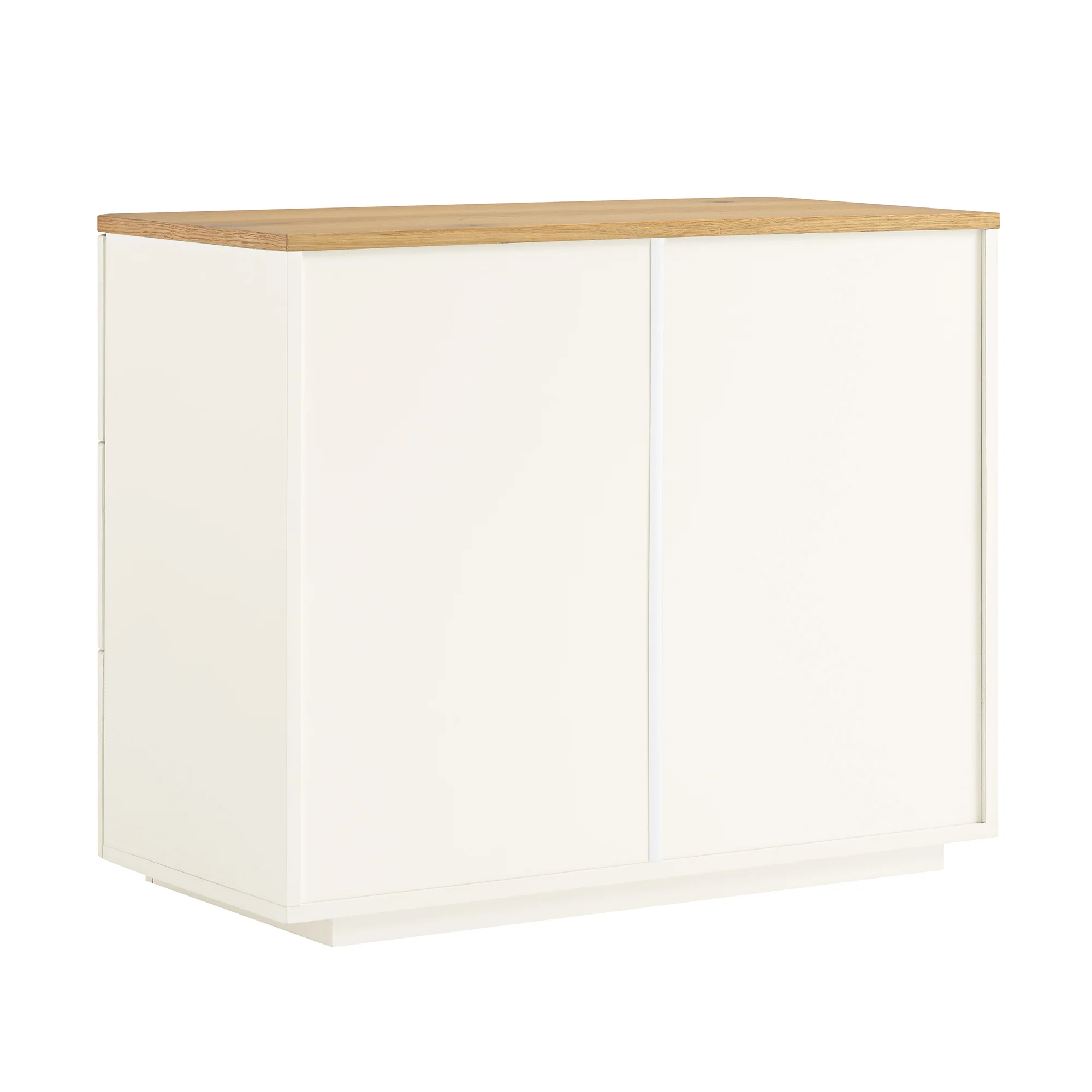 Agnes Curved Edge Chest of 3 Drawers, Off White with Oak Top - Image 10