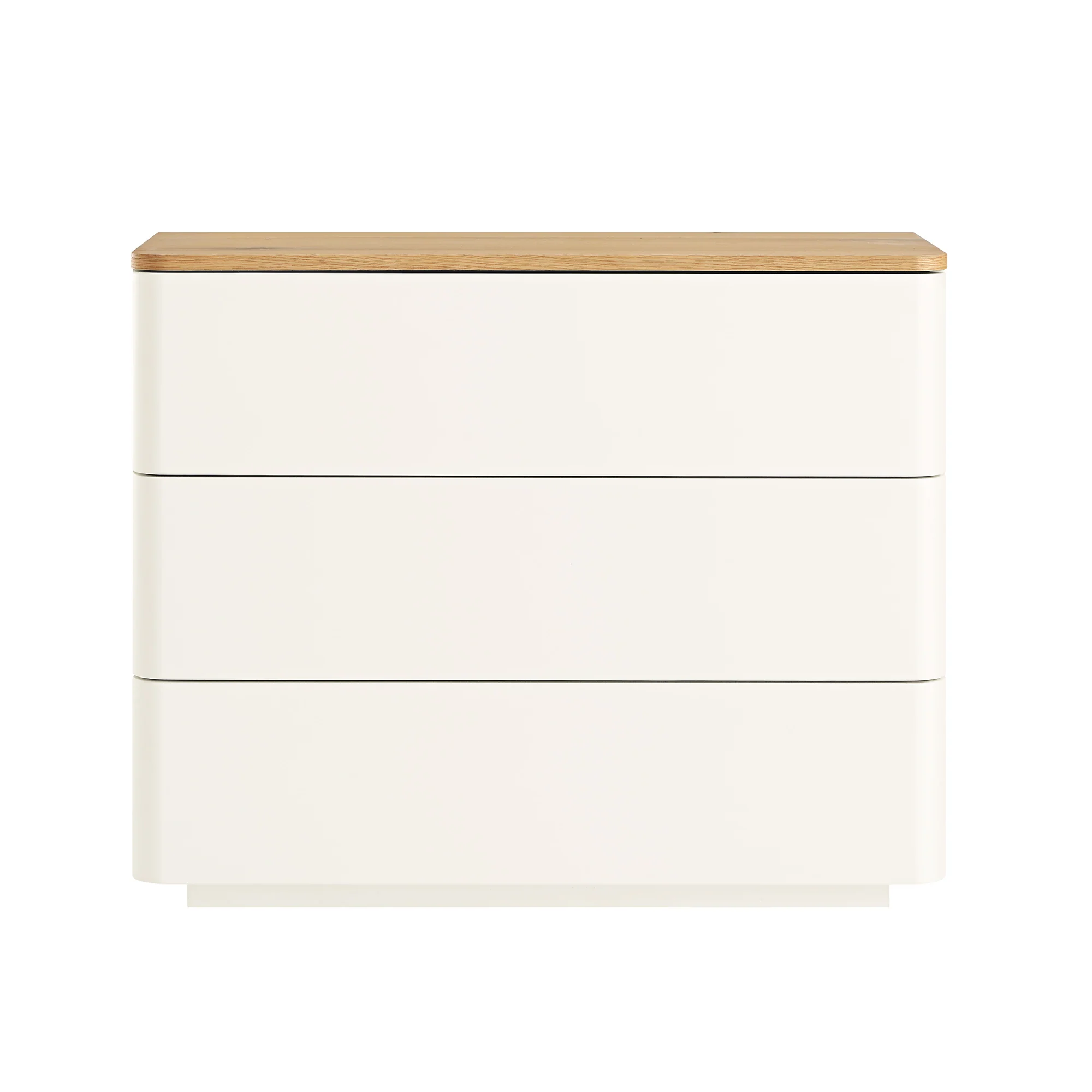 Agnes Curved Edge Chest of 3 Drawers, Off White with Oak Top - Image 4
