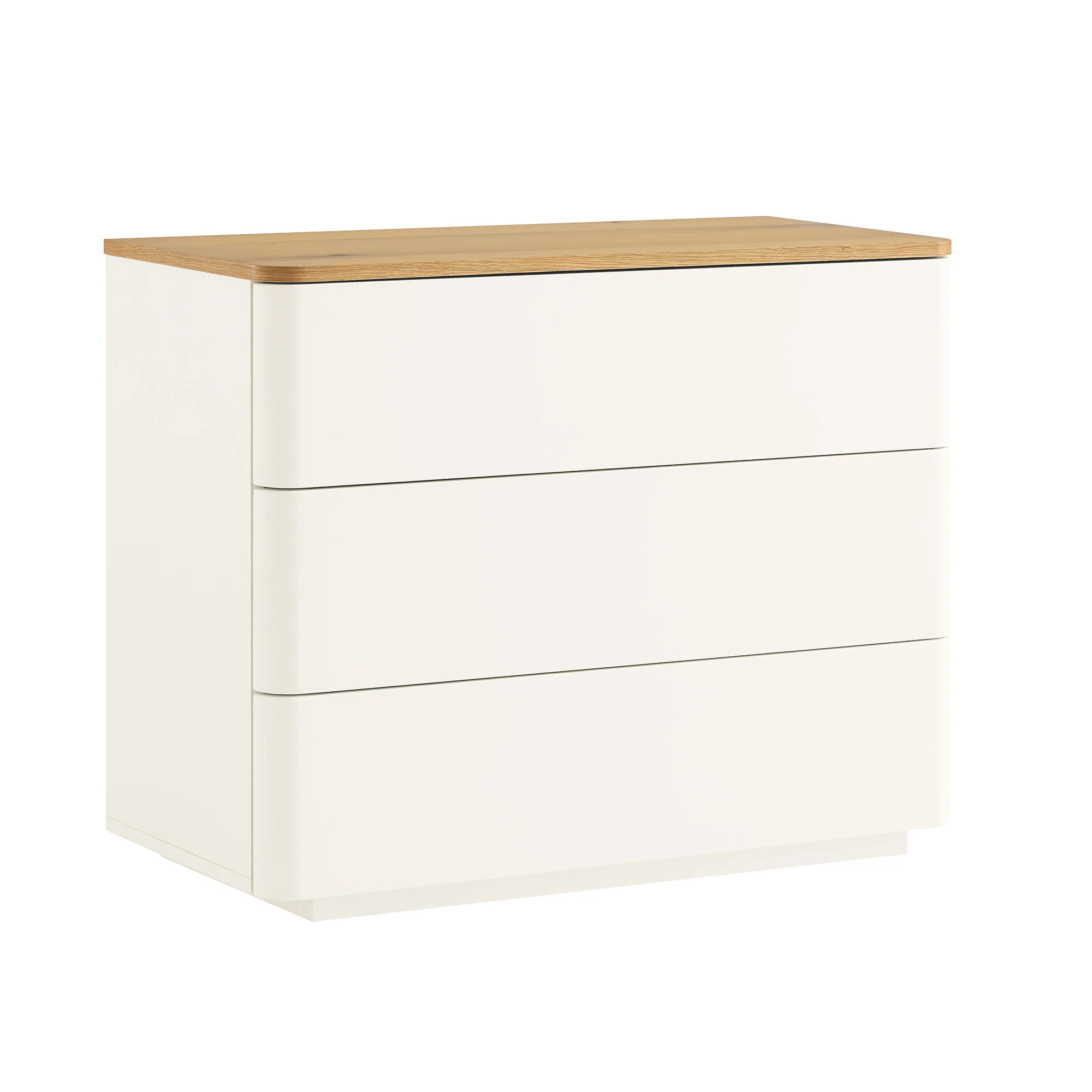 Agnes Curved Edge Chest of 3 Drawers, Off White with Oak Top - Image 5