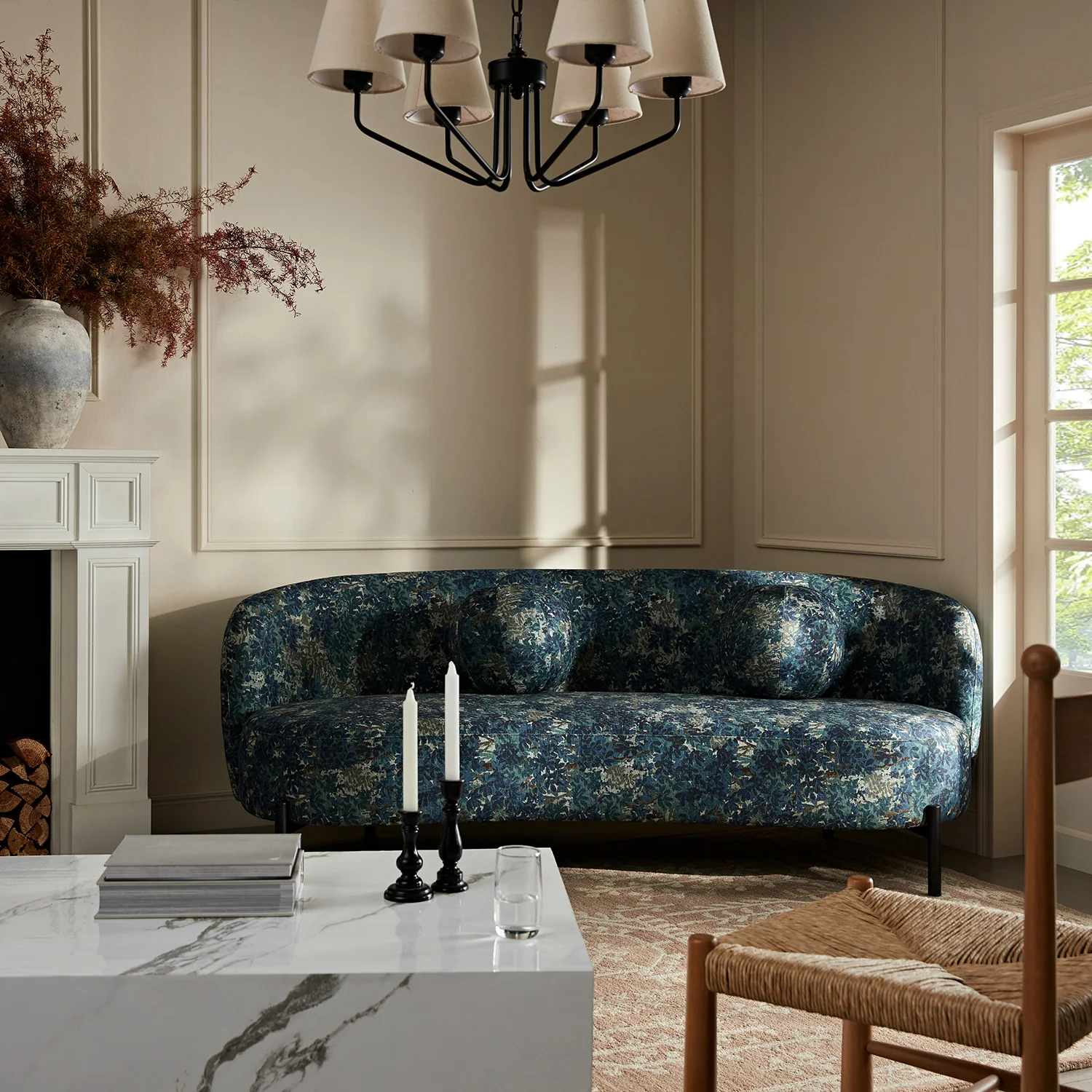 Amboise 3-Seater Curved Sofa with Ball Cushions, Julien Linen Blend - Image 2