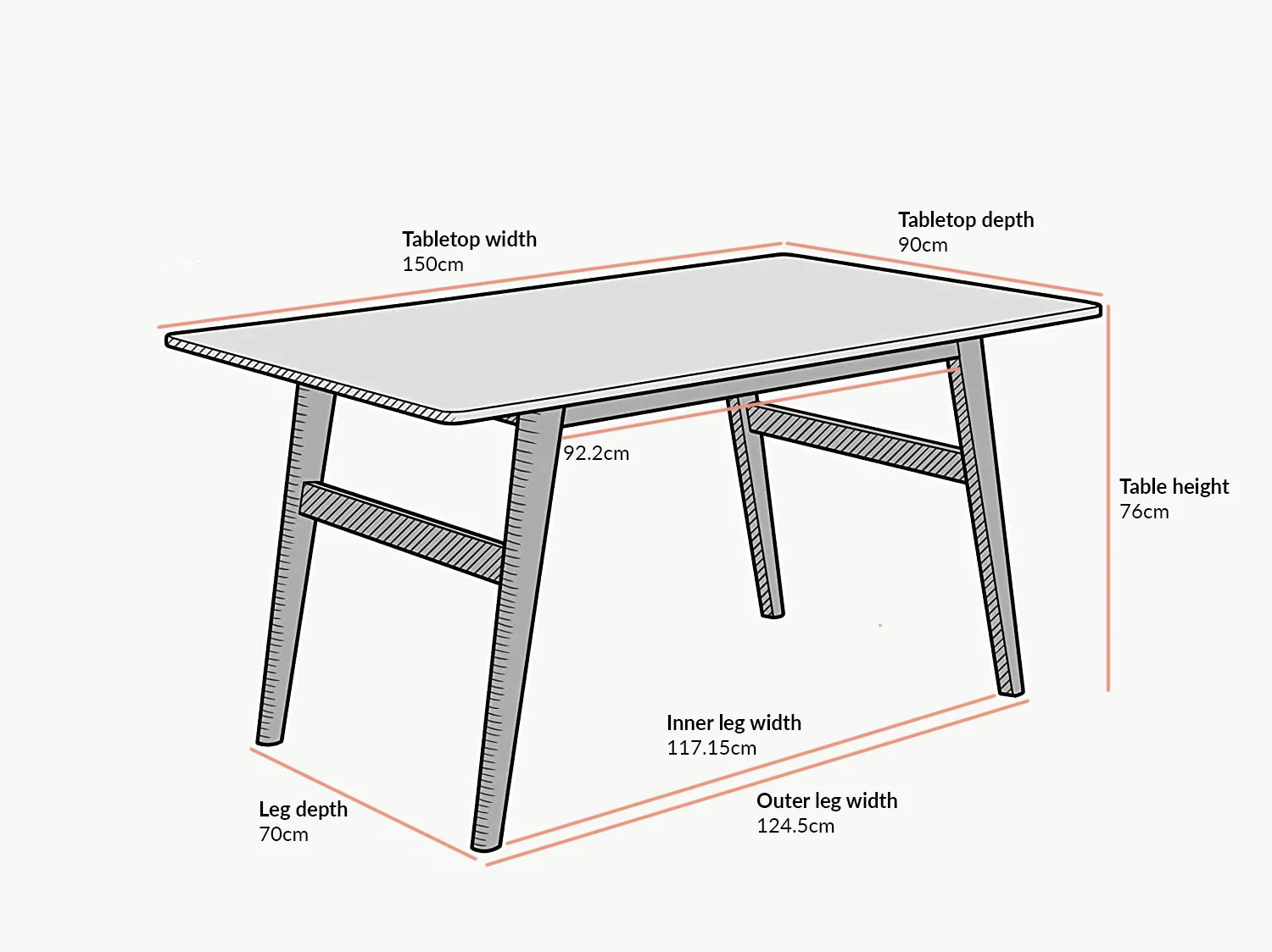 ASCONA White Marble Effect 6-Seater Dining Table with Solid Oak Legs - Image 5