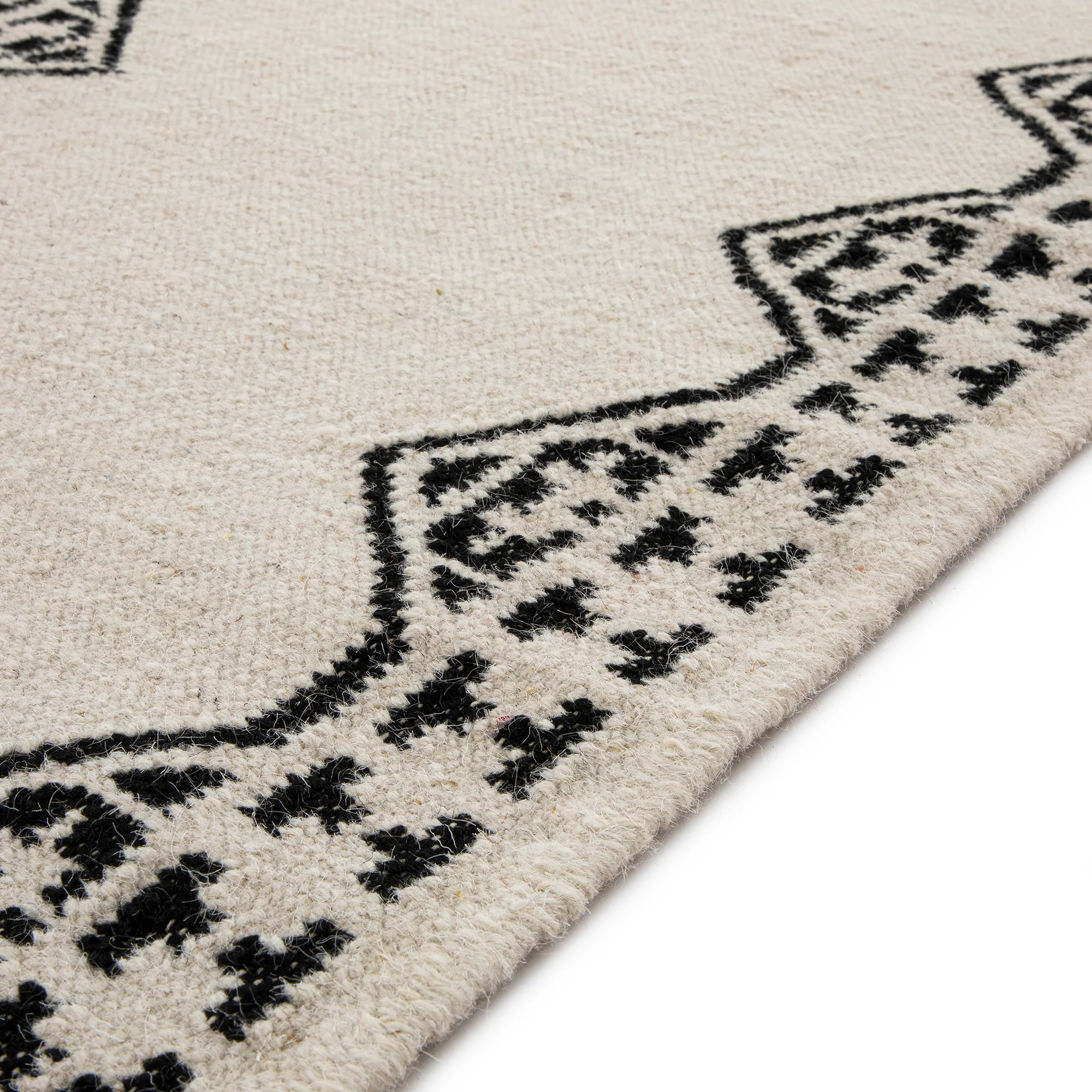 Atlan Cream & Black Handwoven Wool Runner - Image 5