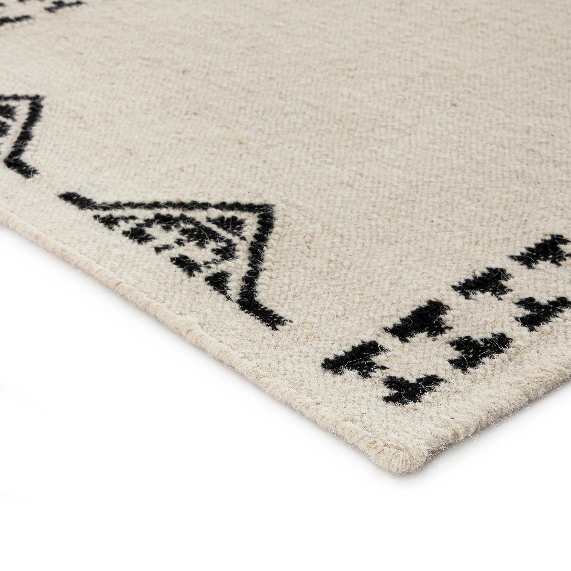 Atlan Cream & Black Handwoven Wool Runner - Image 6