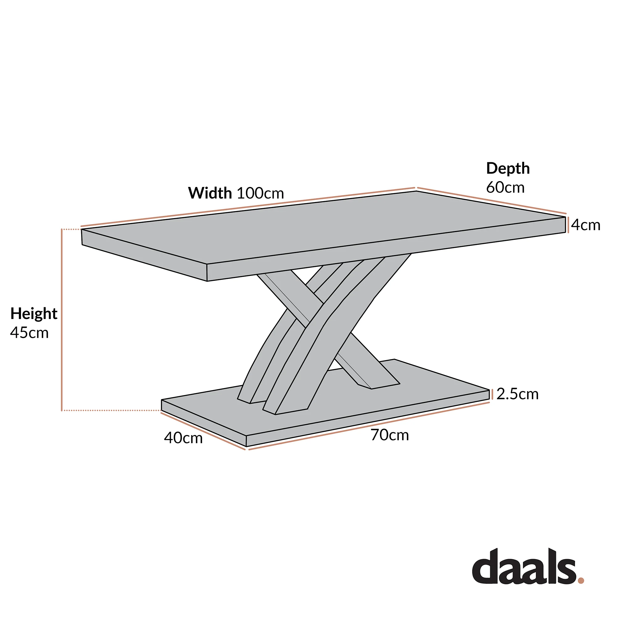 Basel High Gloss White Coffee Table with Stainless Steel Base - Image 5