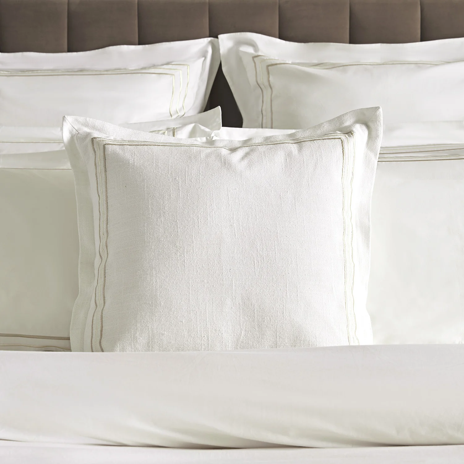 Belvedere Champagne Gold Cord Embroidered Cotton Cushion