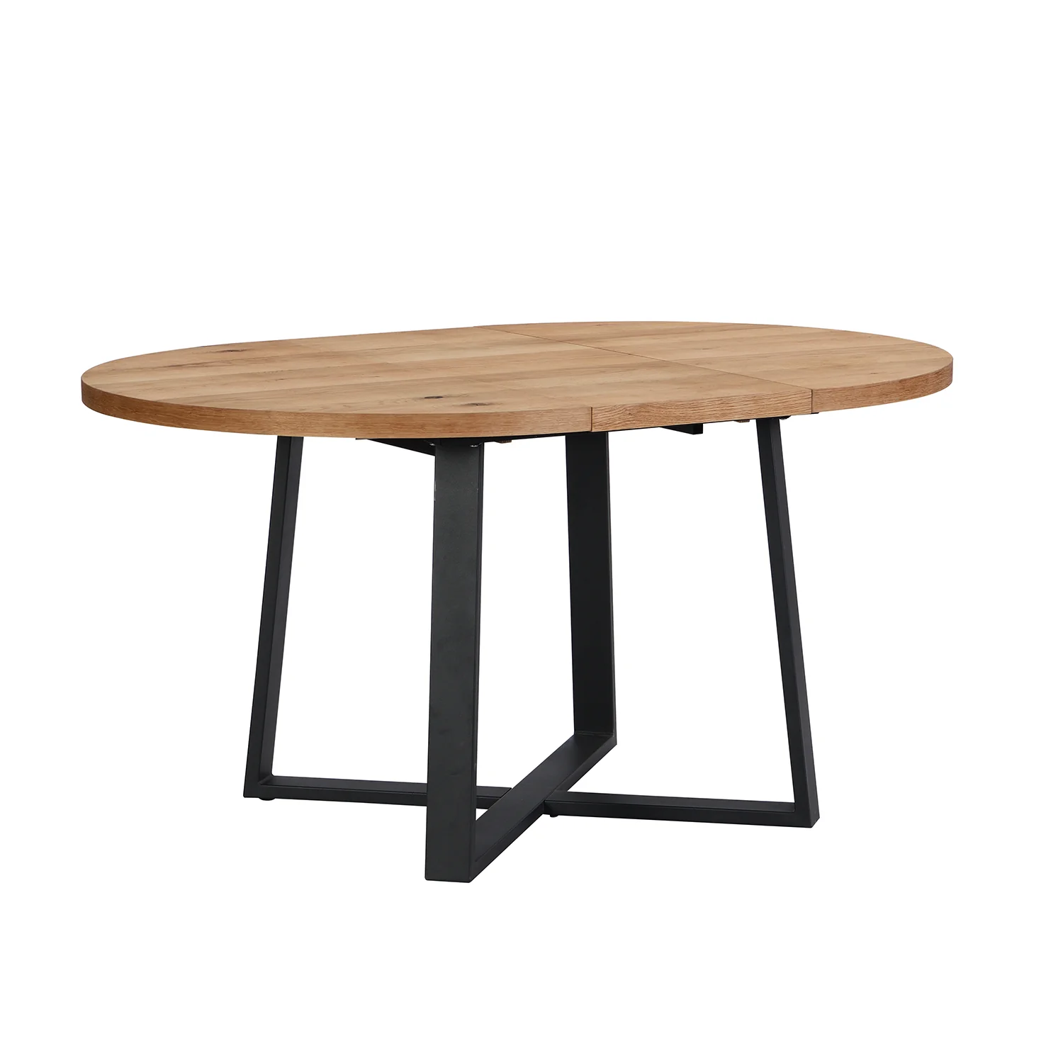 Bern Extending Round Dining Table with Metal Legs, Oak - Image 6