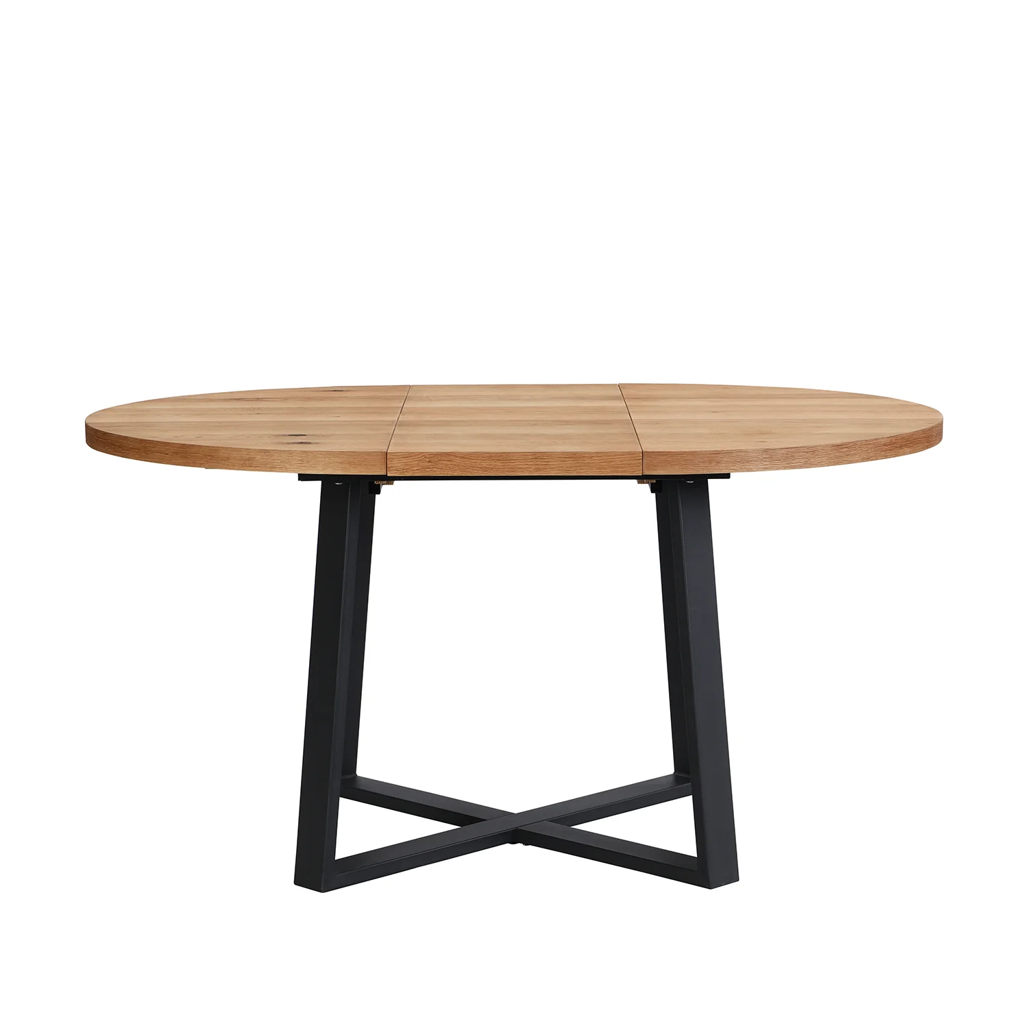 Bern Extending Round Dining Table with Metal Legs, Oak - Image 7