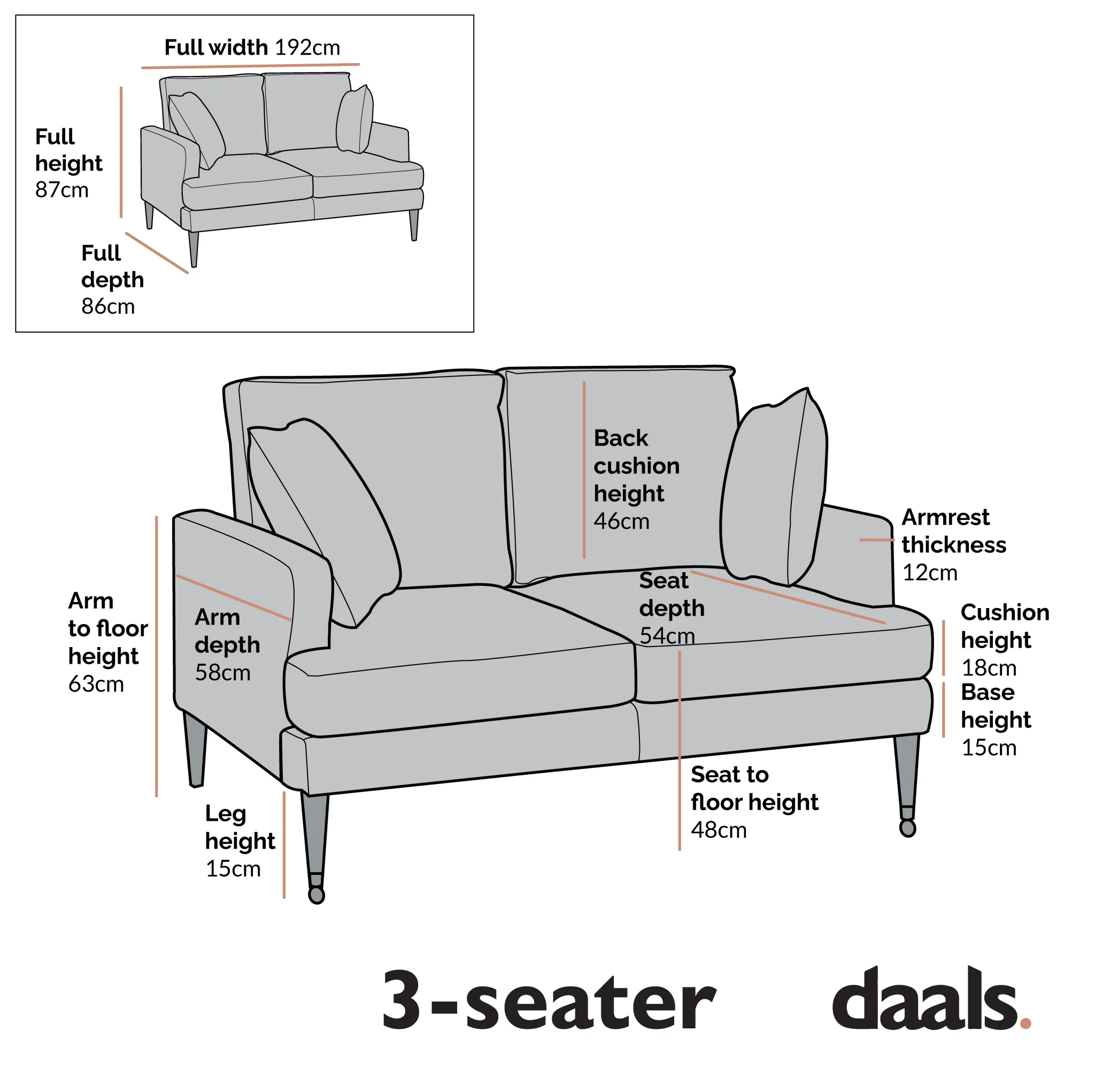 Brigette 3-Seater Mint Soft Brushed Sofa with Antique Brass Castor Legs - Image 6