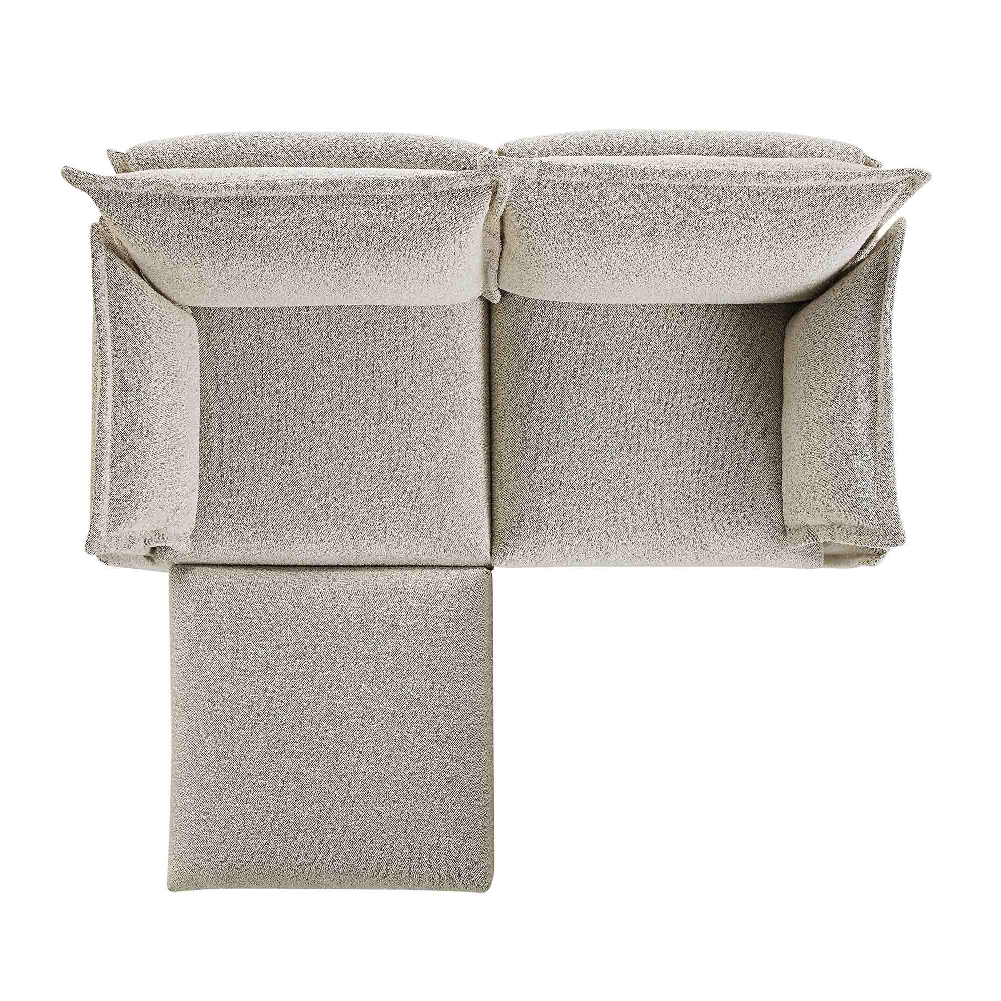 Byron Pillow Edge Mist Grey Boucle Modular Sofa, 2-Seater Chaise - Image 8