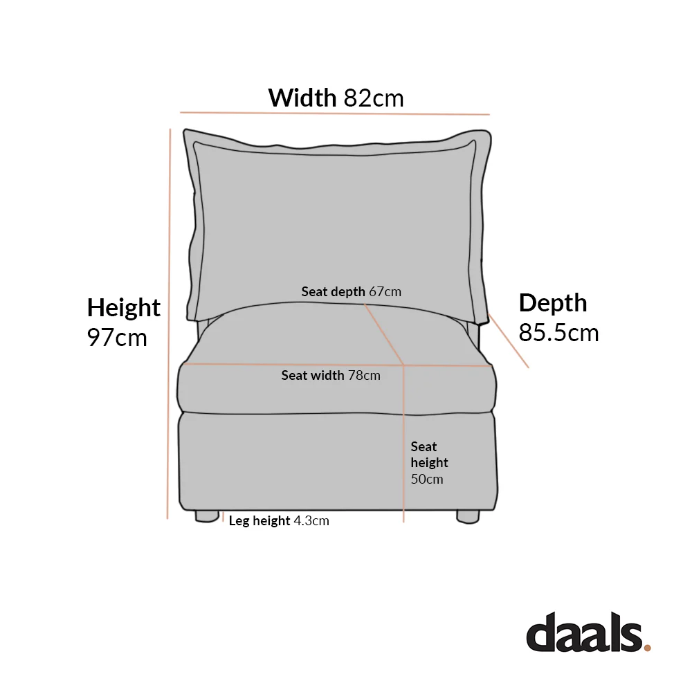 Byron Pillow Edge Mist Grey Boucle Modular Sofa, 1 Seater Armless - Image 2