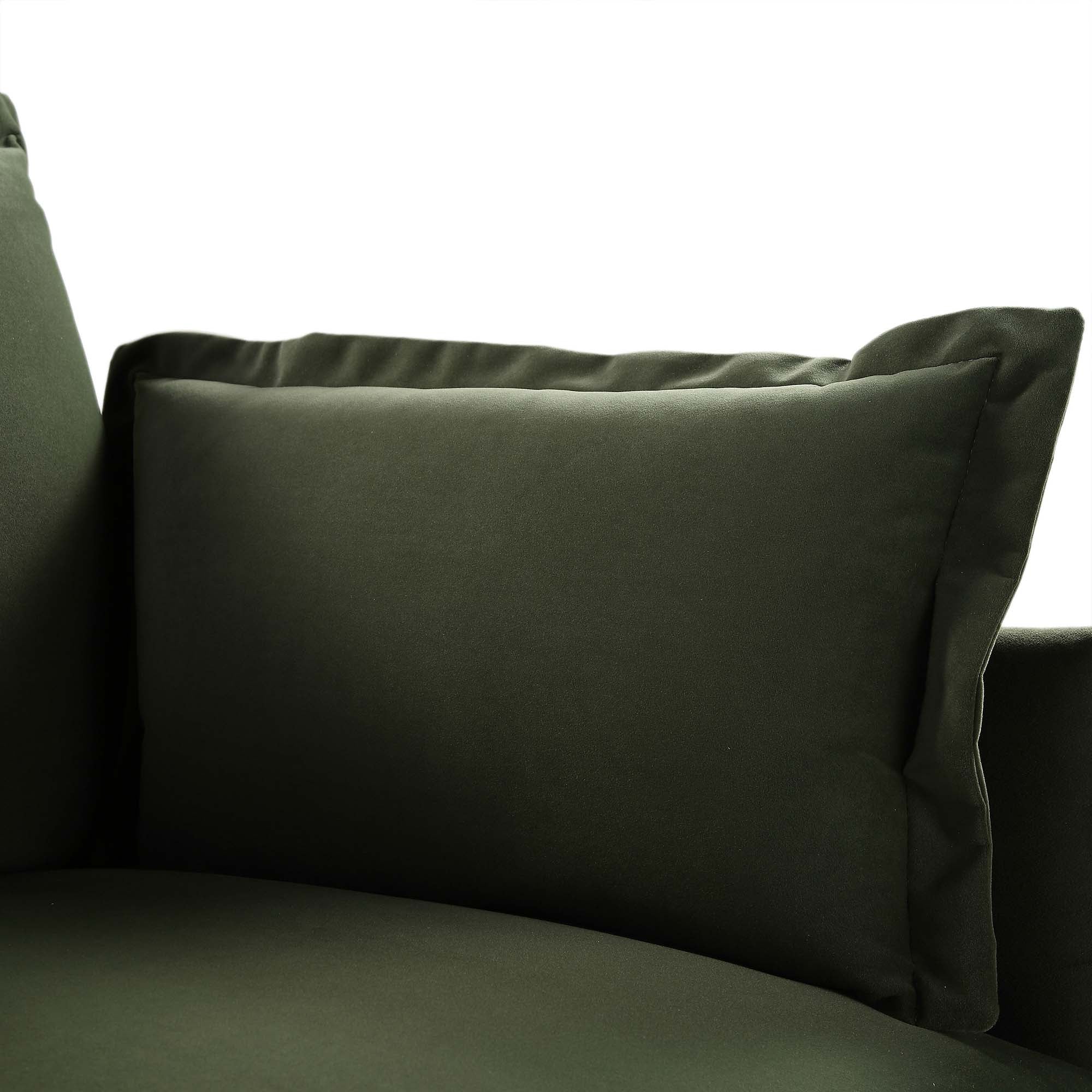 Byron Pillow Edge Moss Green Velvet Modular Sofa, 1-Seater Chaise - Image 10