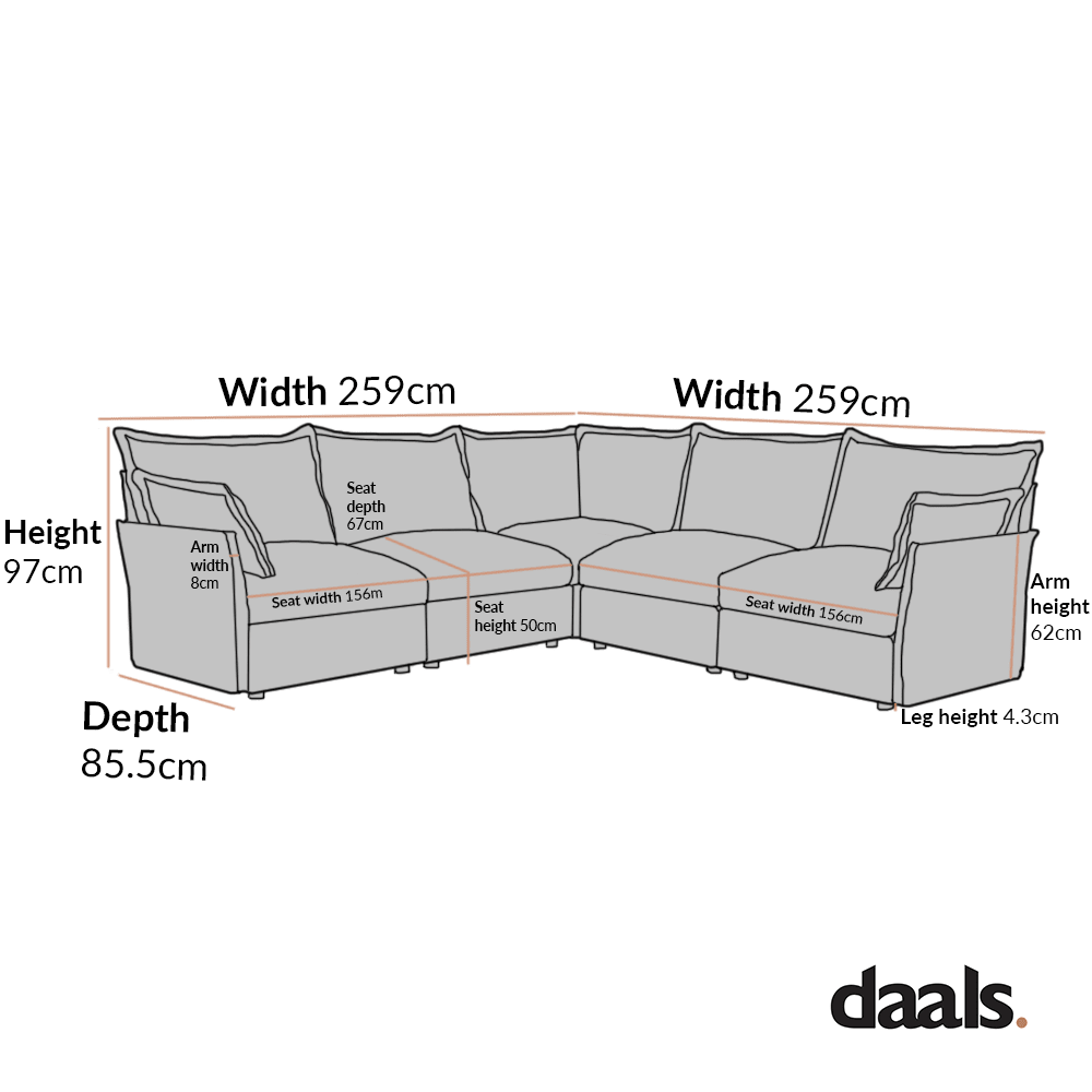 Byron Pillow Edge Moss Green Velvet Modular Sofa, 5-Seater Corner - Image 5
