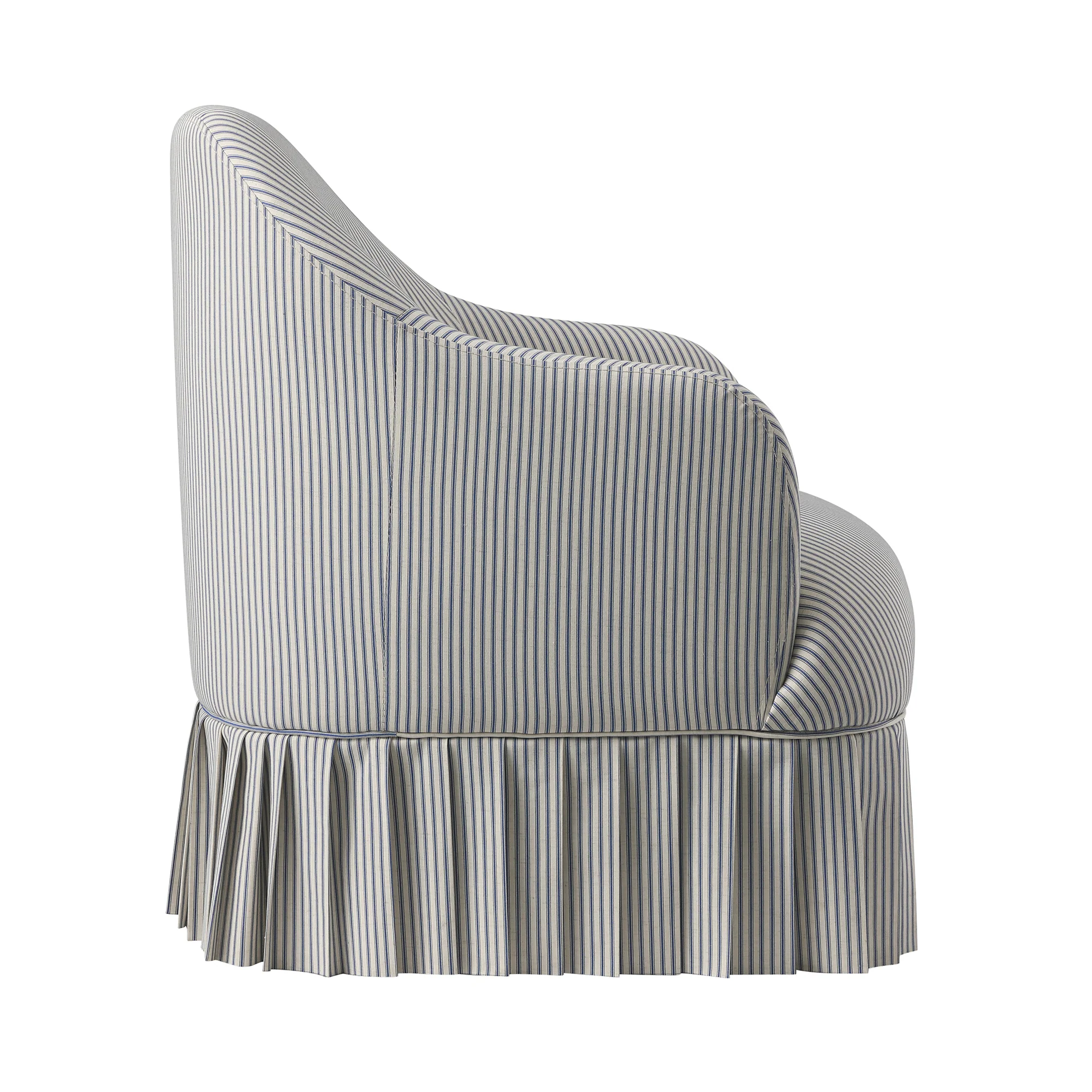 Calliope Skirted Armchair, Blue Striped - Image 10