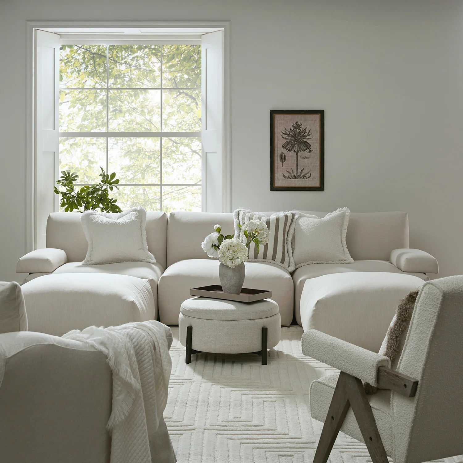 Carlyle Beige Cotton Blend Modular Sofa, 5-Piece U-Shape Set - Image 2