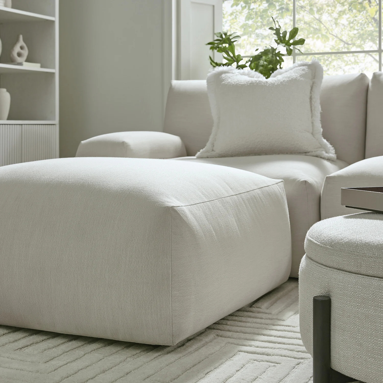 Carlyle Beige Cotton Blend Modular Sofa, 5-Piece U-Shape Set - Image 5