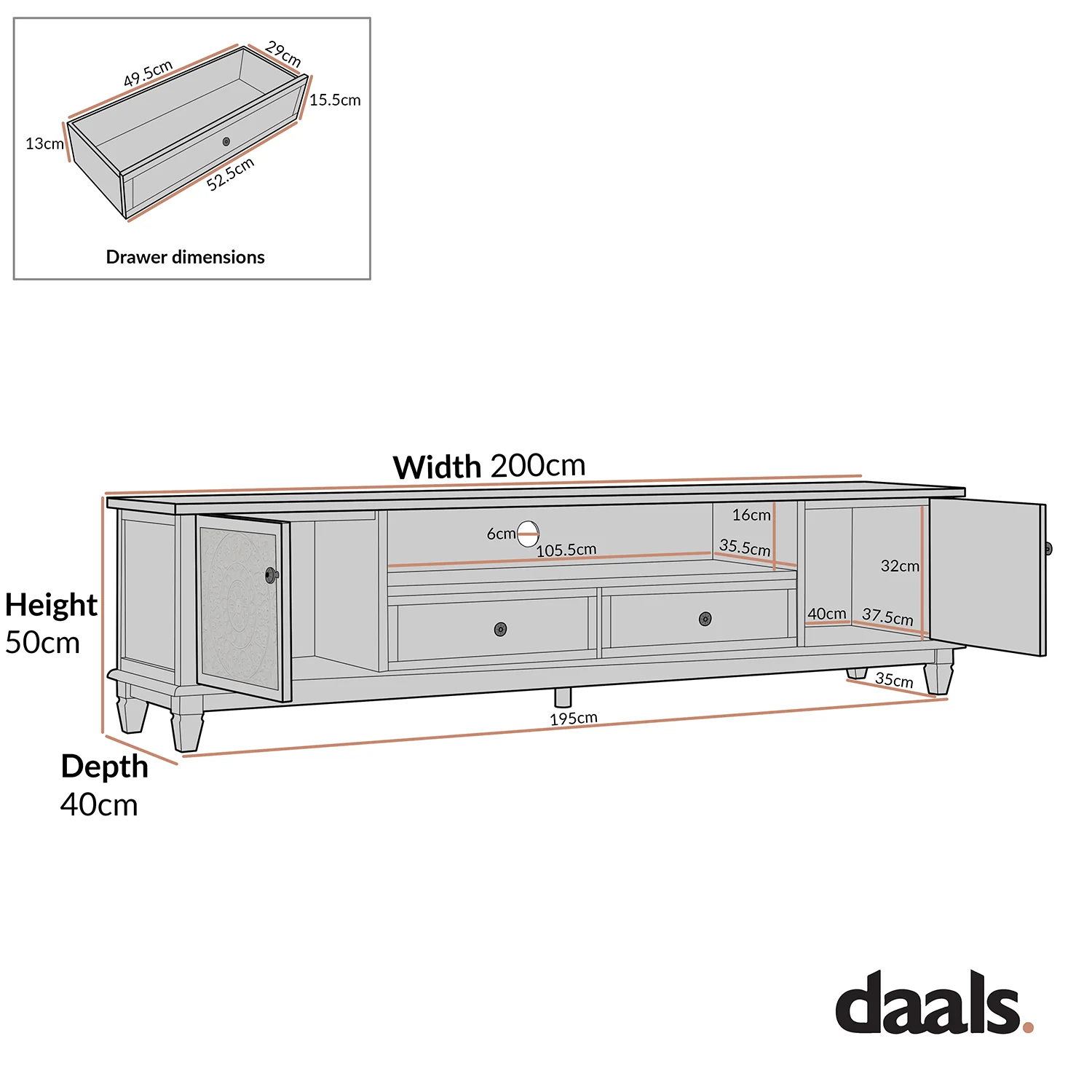 Chantilly Mid Grey 200cm Wide TV Unit - Image 9