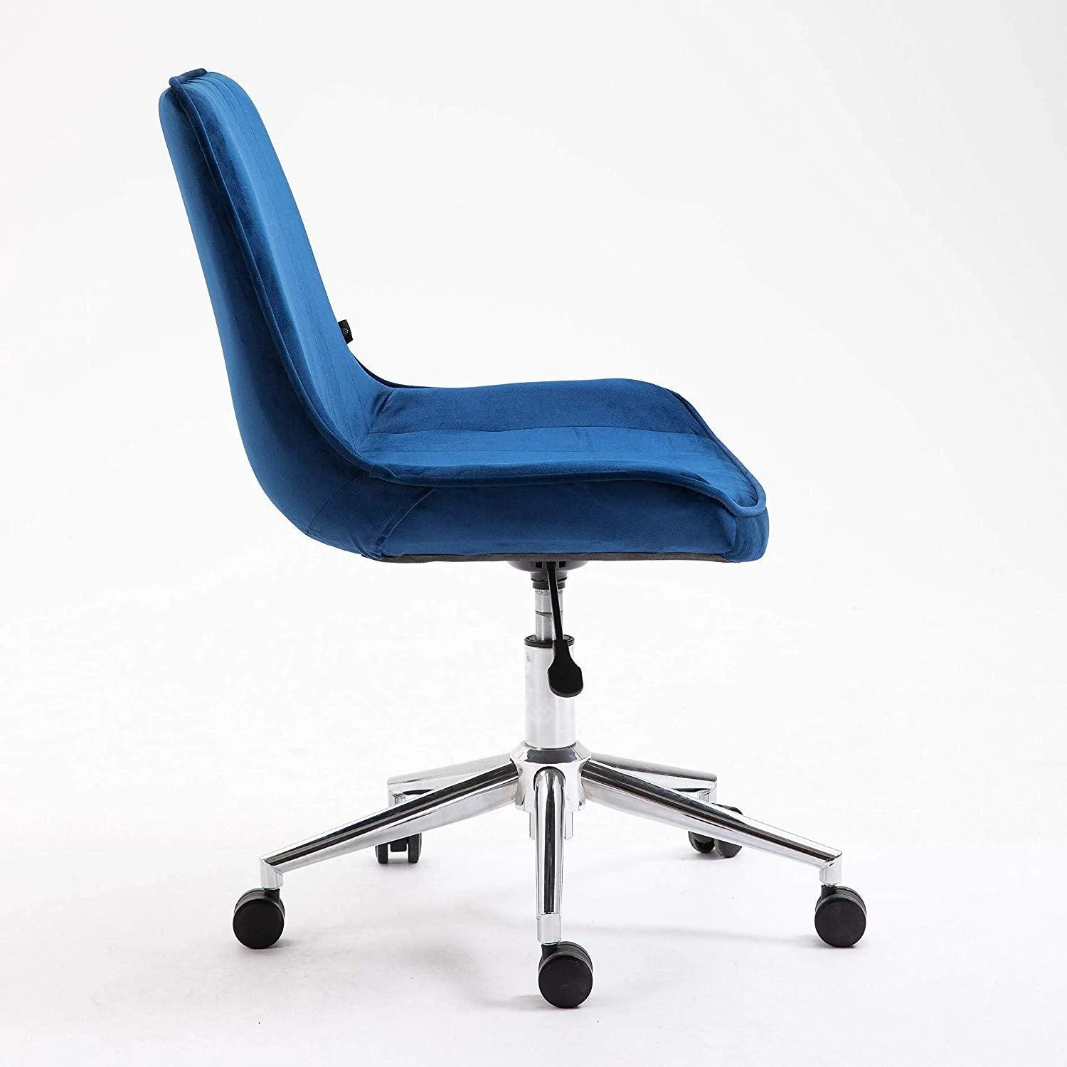 Cherry Tree Furniture Cala Sapphire Blue Colour Velvet Fabric Desk Chair Swivel Chair with Chrome Base - Image 4