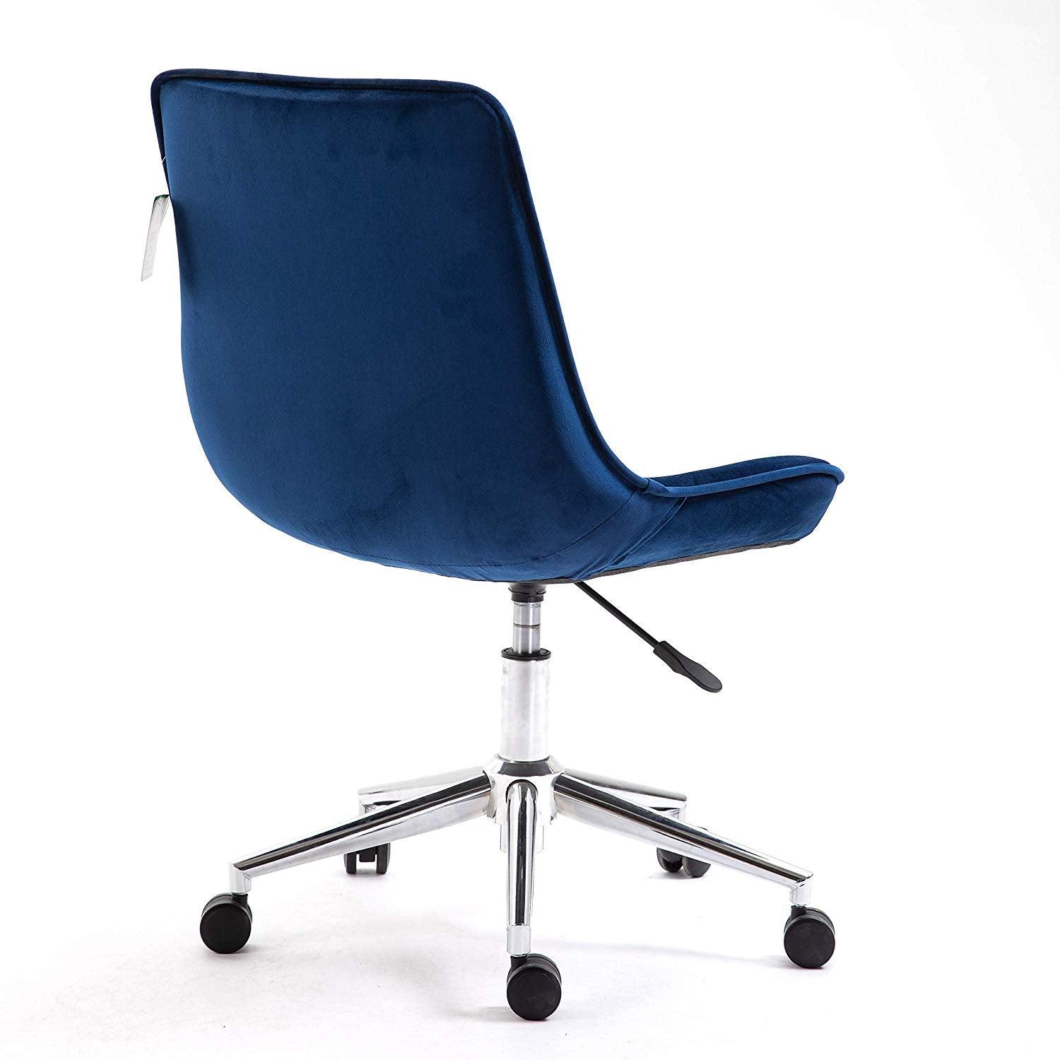 Cherry Tree Furniture Cala Sapphire Blue Colour Velvet Fabric Desk Chair Swivel Chair with Chrome Base - Image 5