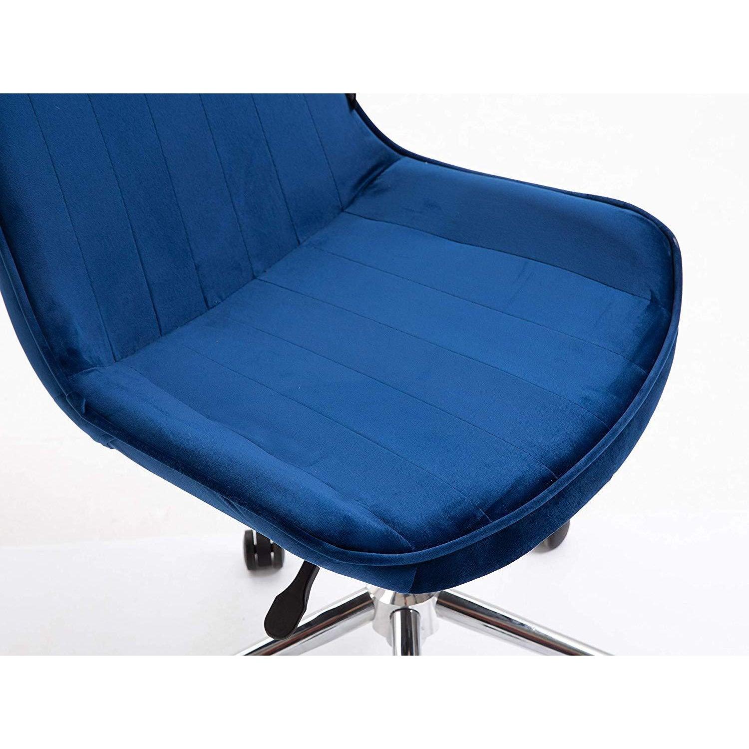Cherry Tree Furniture Cala Sapphire Blue Colour Velvet Fabric Desk Chair Swivel Chair with Chrome Base - Image 6