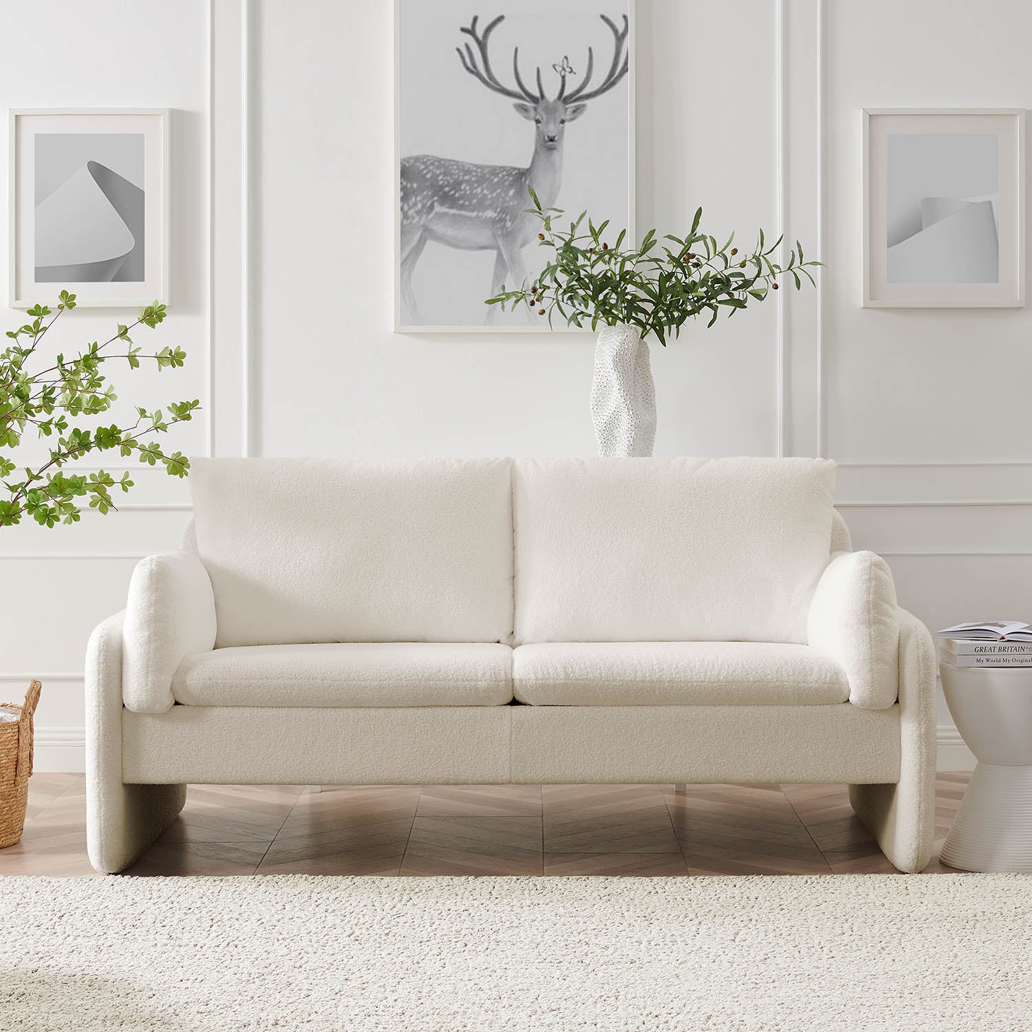 Clapham 2-Seater Ecru Boucle Sofa