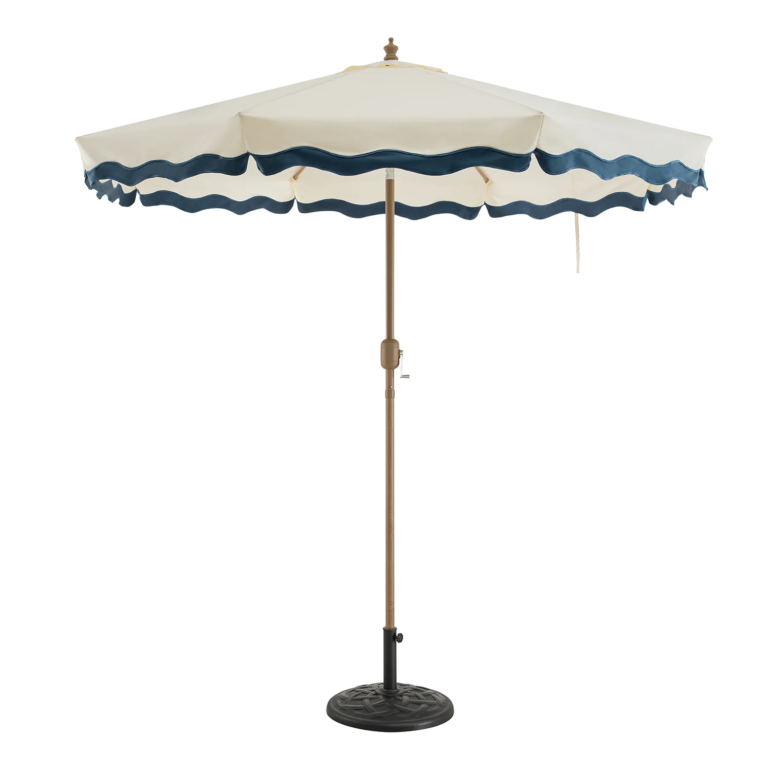 Colette Riviera Scalloped Garden Tilt Parasol, Ivory and Largo Blue