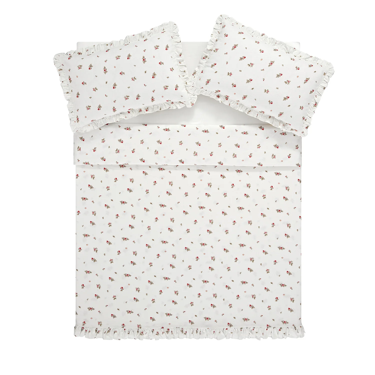Darcy Rose Ivory White Ruffle Linen Blend Duvet Set
