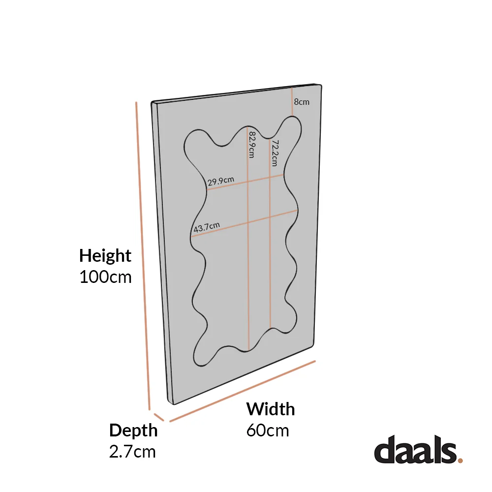 Destin Wave Mirror 100 x 60 cm, Taupe Gloss - Image 6