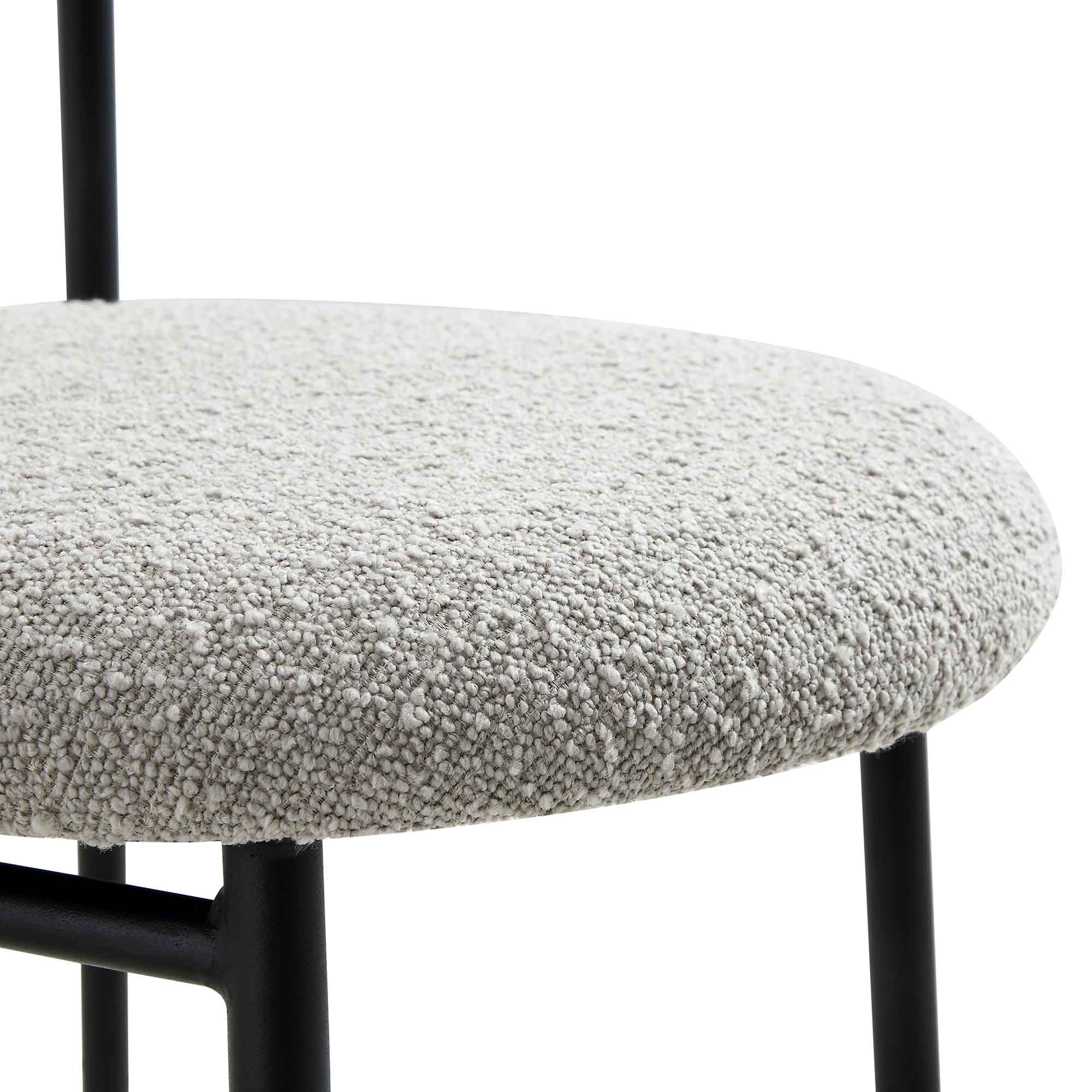 Donna Set of 2 Light Grey Boucle Dining Chairs - Image 9