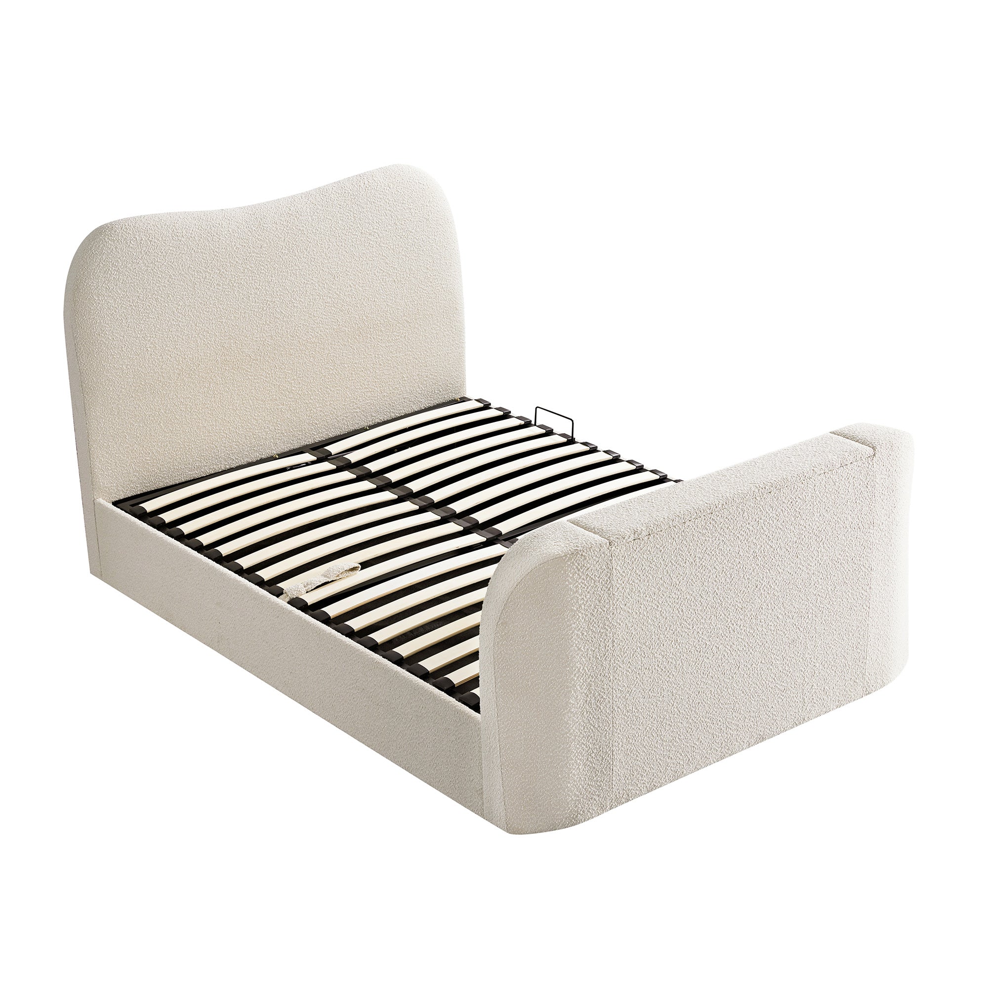 Egerie Curved Headboard Beige Boucle Ottoman TV Bed - Image 15