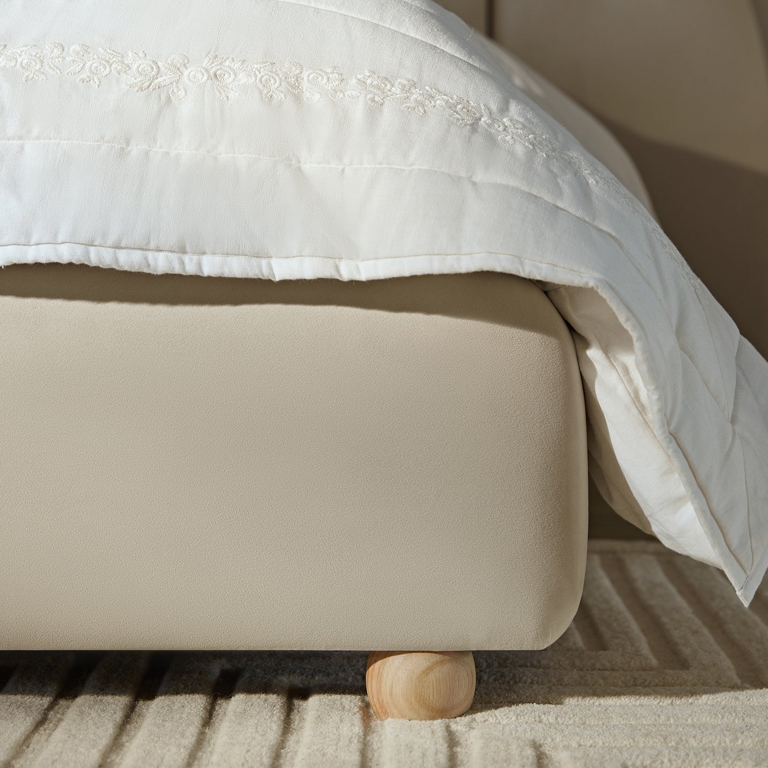 Egerie Extended Headboard Ottoman Storage Bed, Champagne Velvet - Image 6
