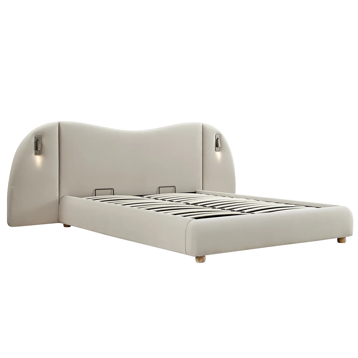 Egerie Extended Headboard Ottoman Storage Bed, Champagne Velvet - Image 8