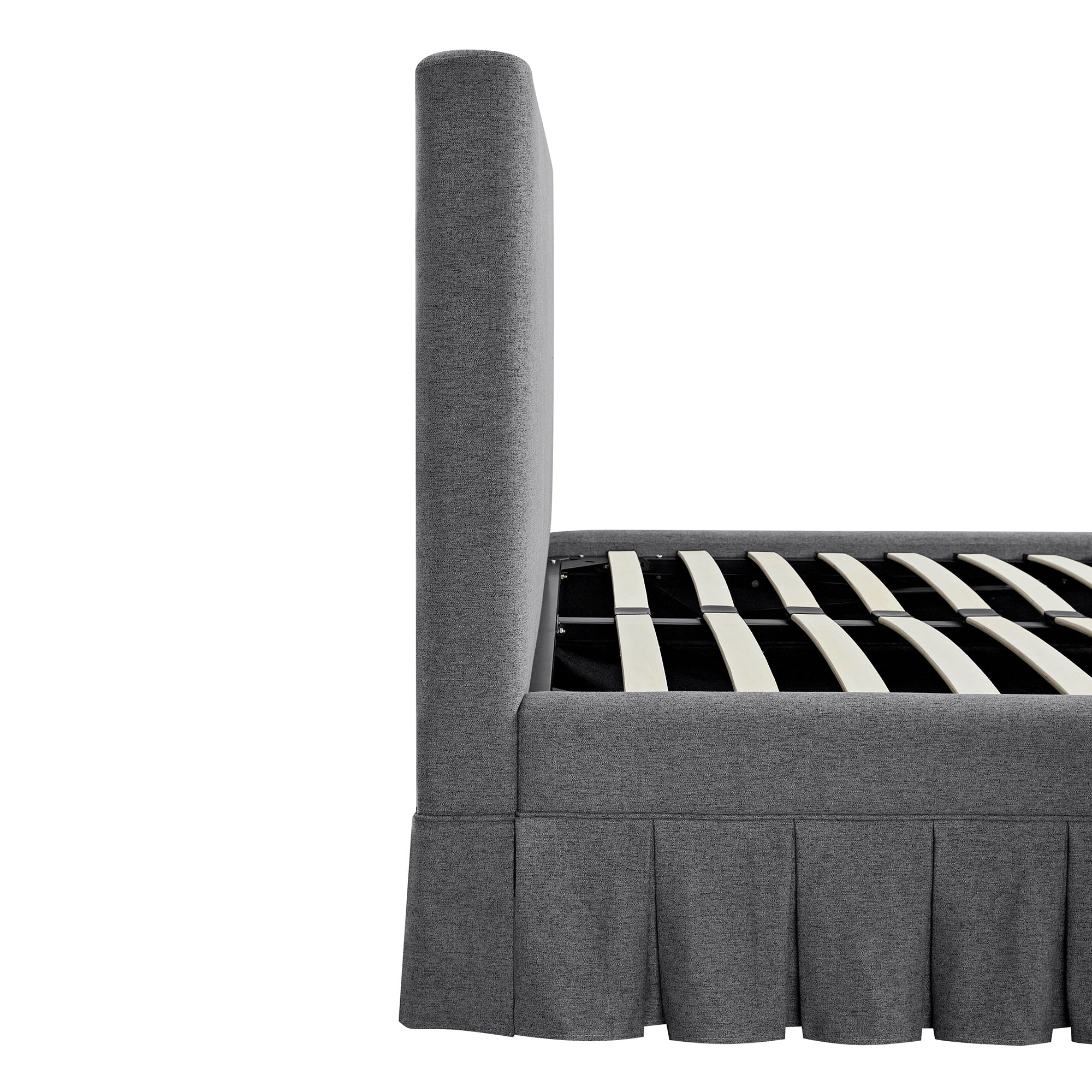 Egerton Box-Pleat Ottoman Storage Bed, Charcoal Brushed Fabric - Image 15