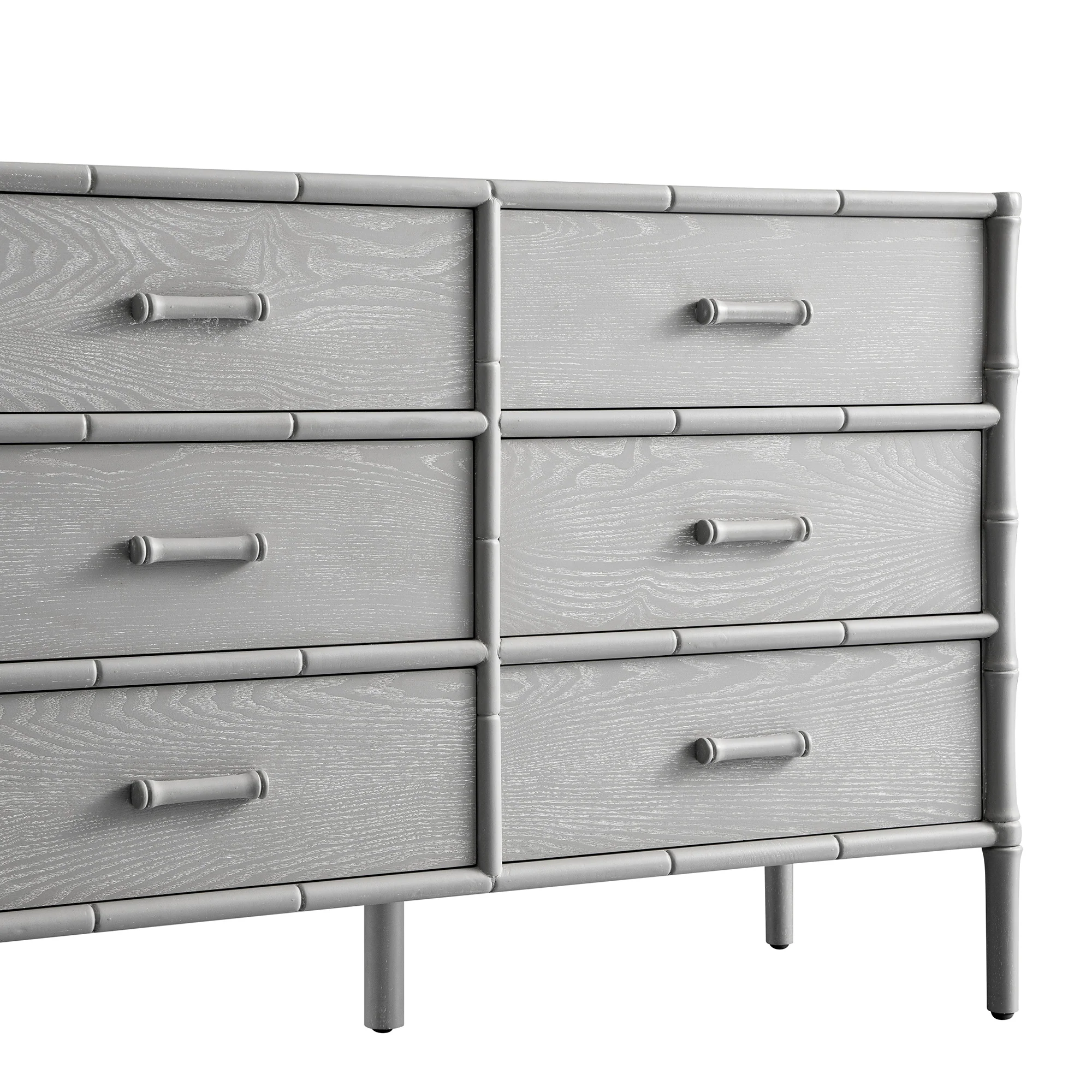 Elstowe Faux Bamboo 6-Drawer Chest, Warm Grey - Image 12