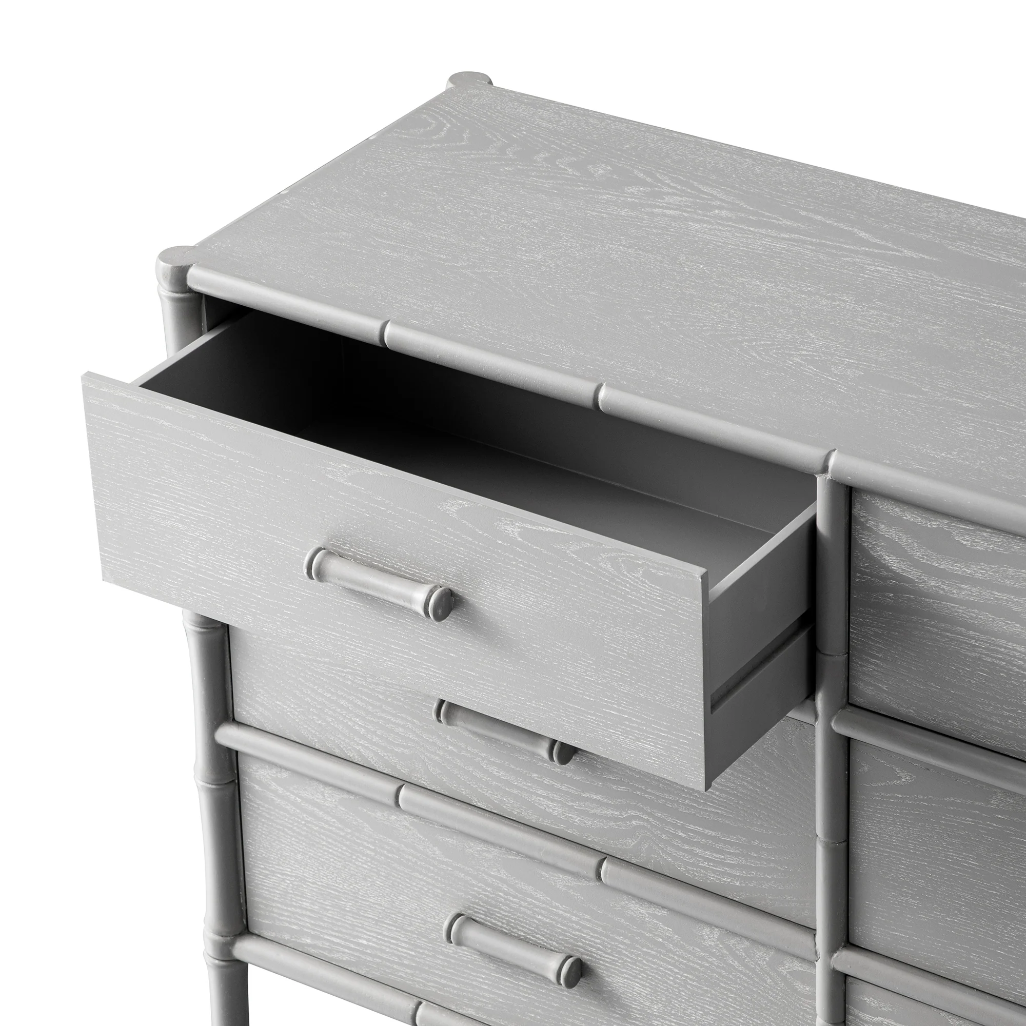 Elstowe Faux Bamboo 6-Drawer Chest, Warm Grey - Image 13