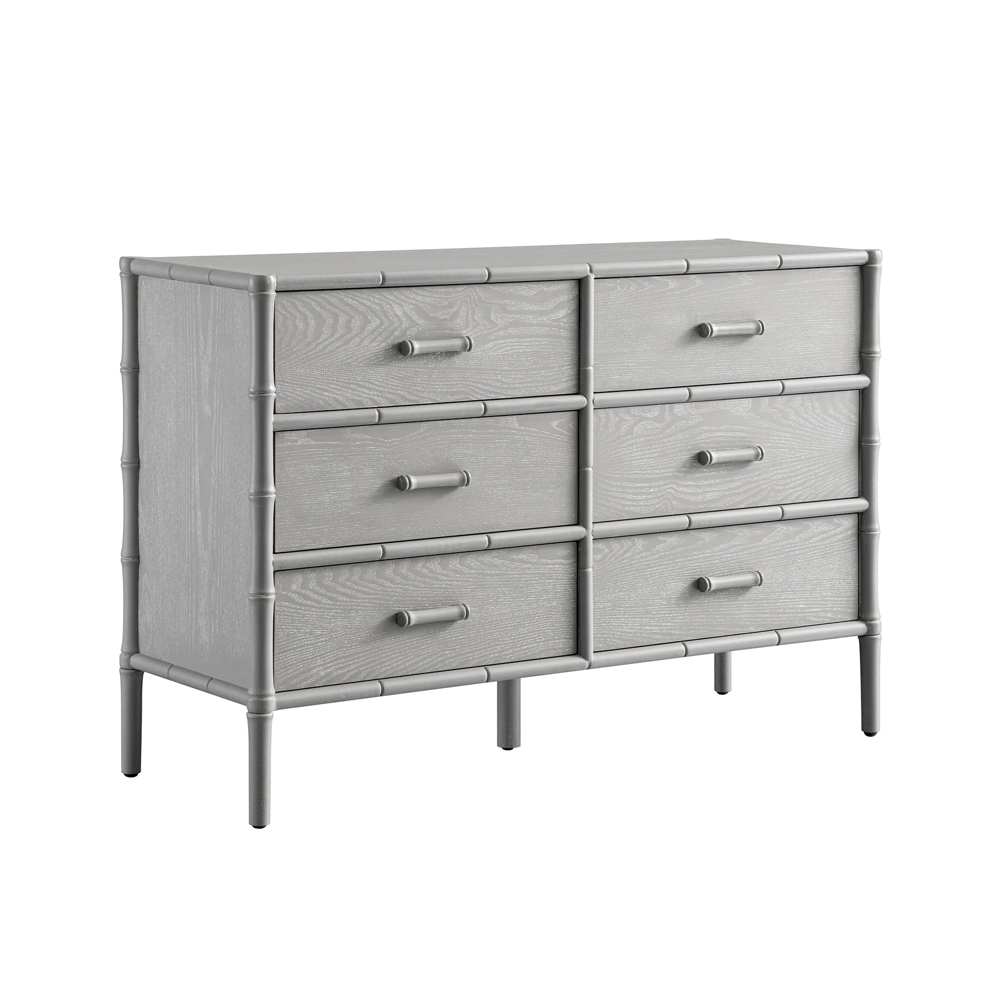 Elstowe Faux Bamboo 6-Drawer Chest, Warm Grey - Image 7