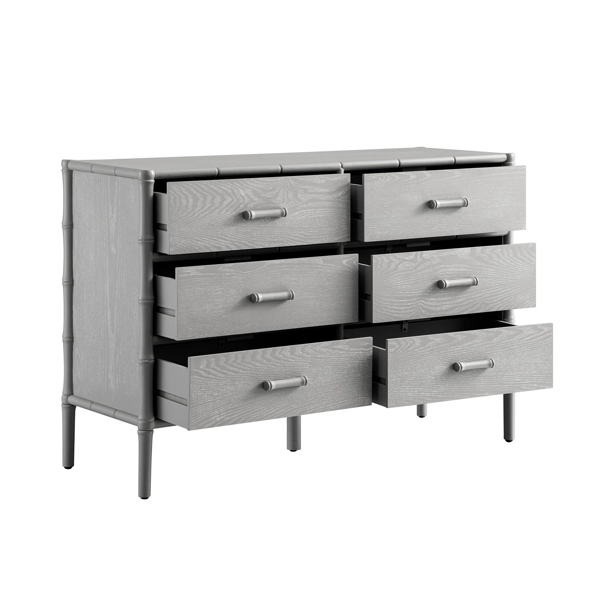 Elstowe Faux Bamboo 6-Drawer Chest, Warm Grey - Image 9