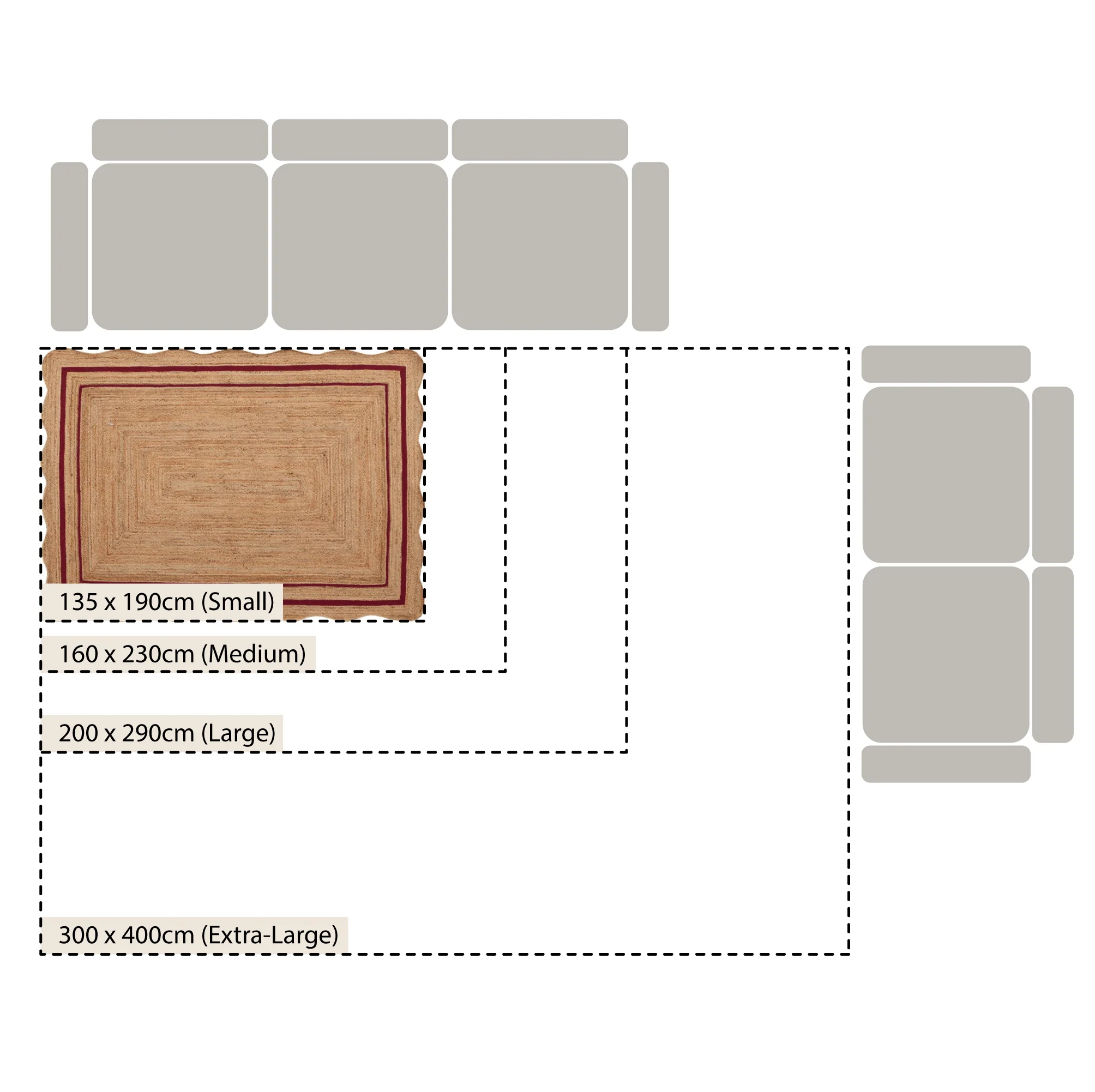 Evie Hand Braided Jute Scallop Scarlet Red Border Rectangular Rug - Image 4
