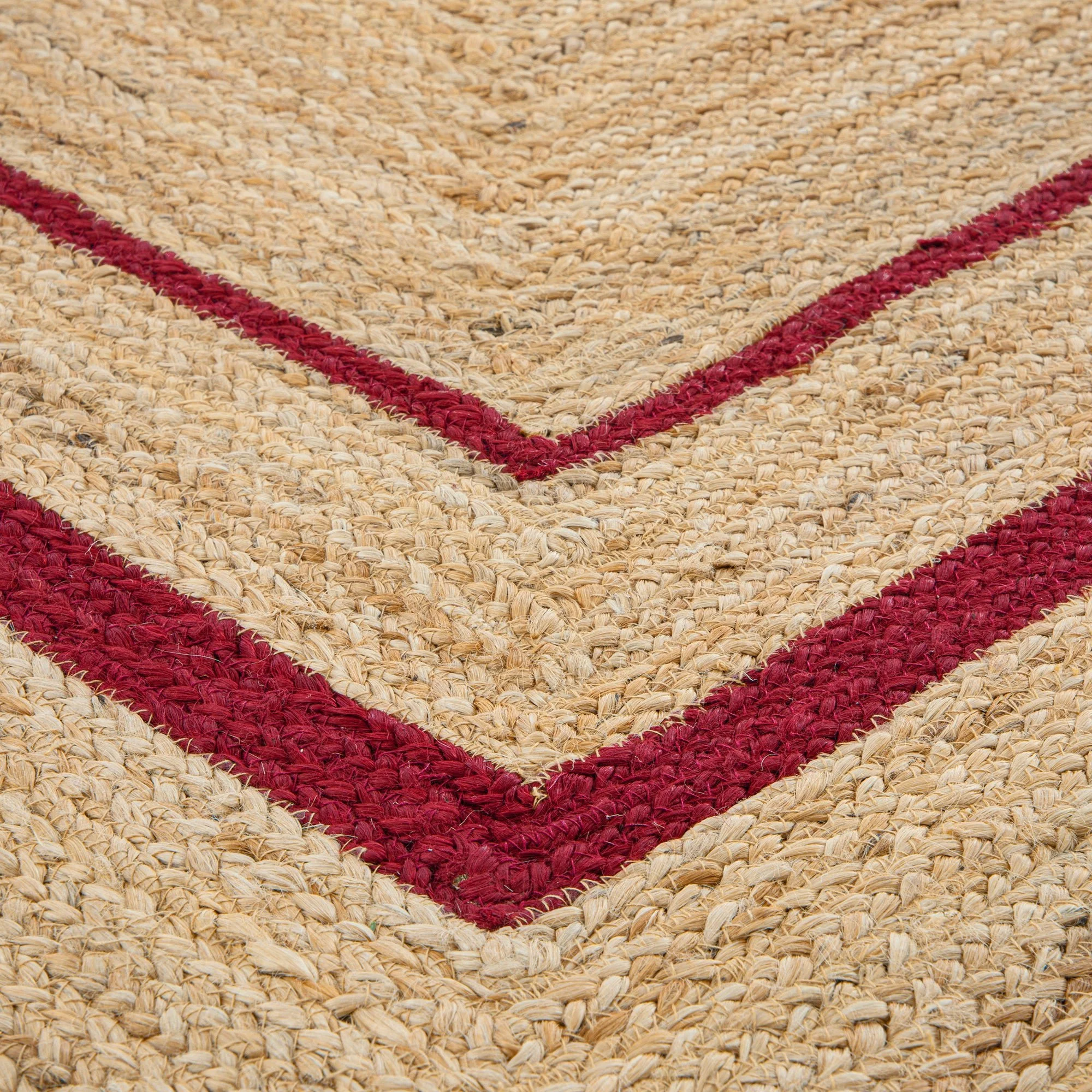 Evie Hand Braided Jute Scallop Scarlet Red Border Rectangular Rug - Image 7