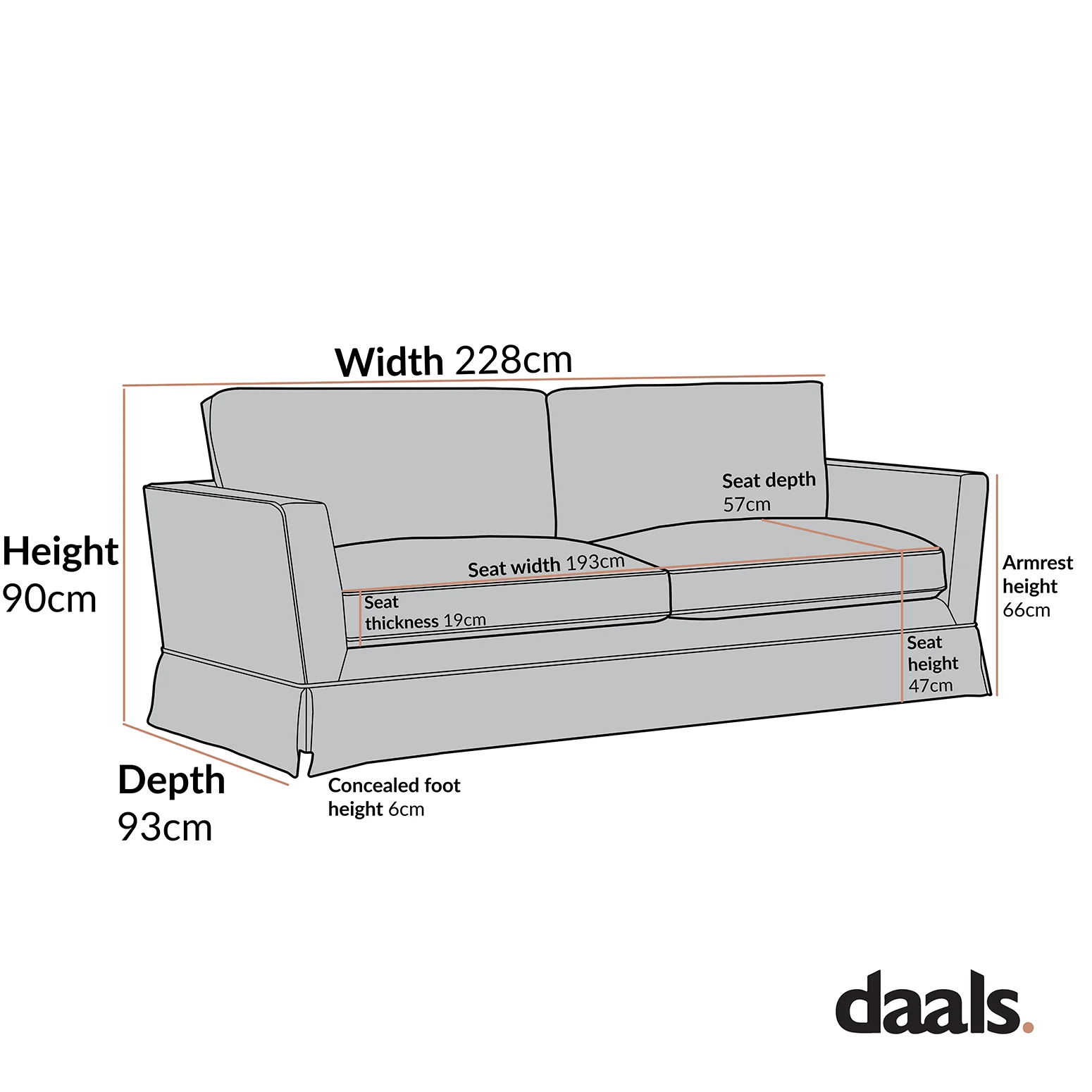 Fitz Skirted Large 3-Seater Sofa, Oatmeal Linen Blend - Image 9