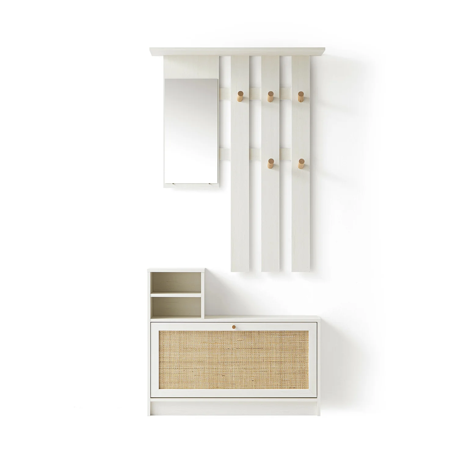 Frances Rattan Hallway Unit with Mirror, White - Image 7