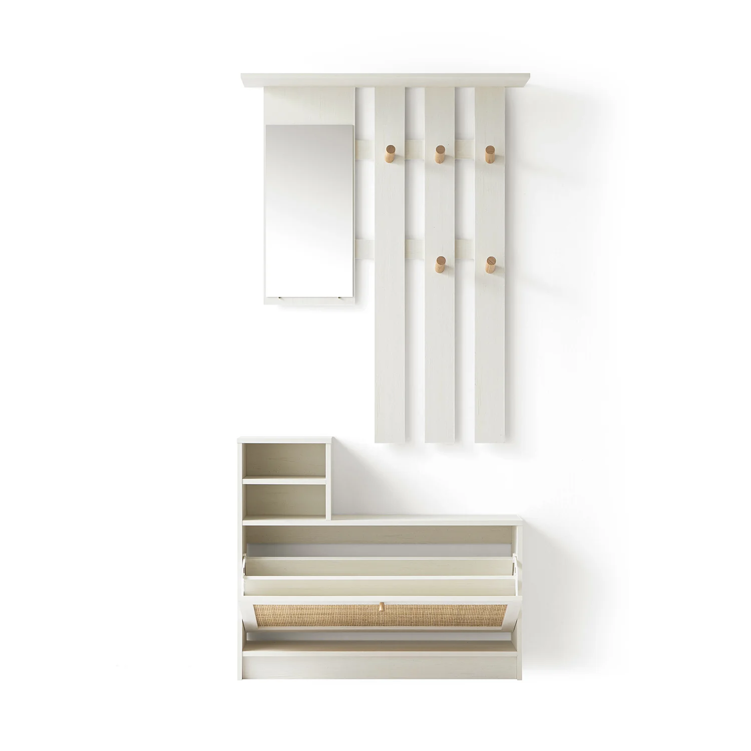 Frances Rattan Hallway Unit with Mirror, White - Image 8