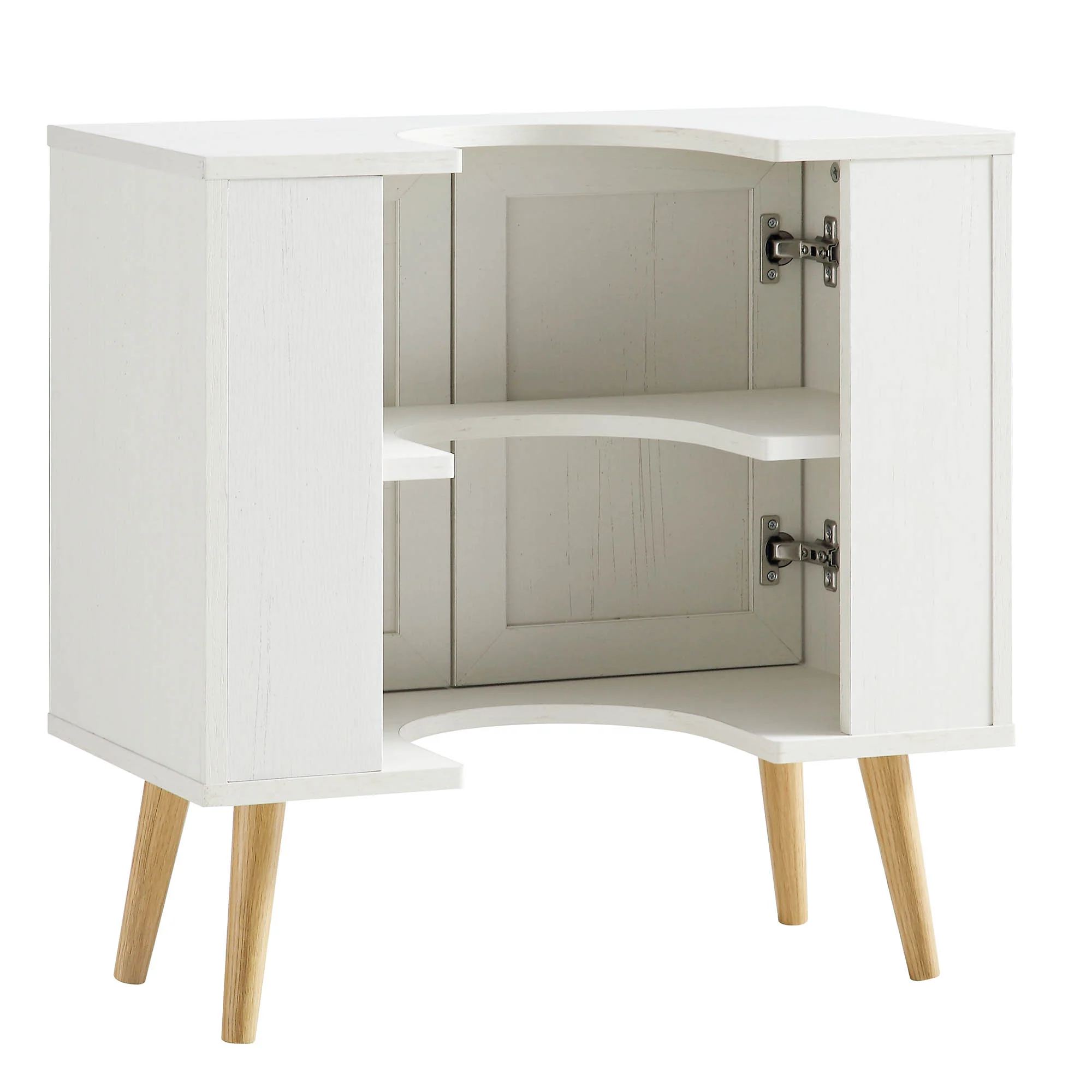 Frances Woven Rattan 2-Door Bathroom Undersink Unit, White - Image 8