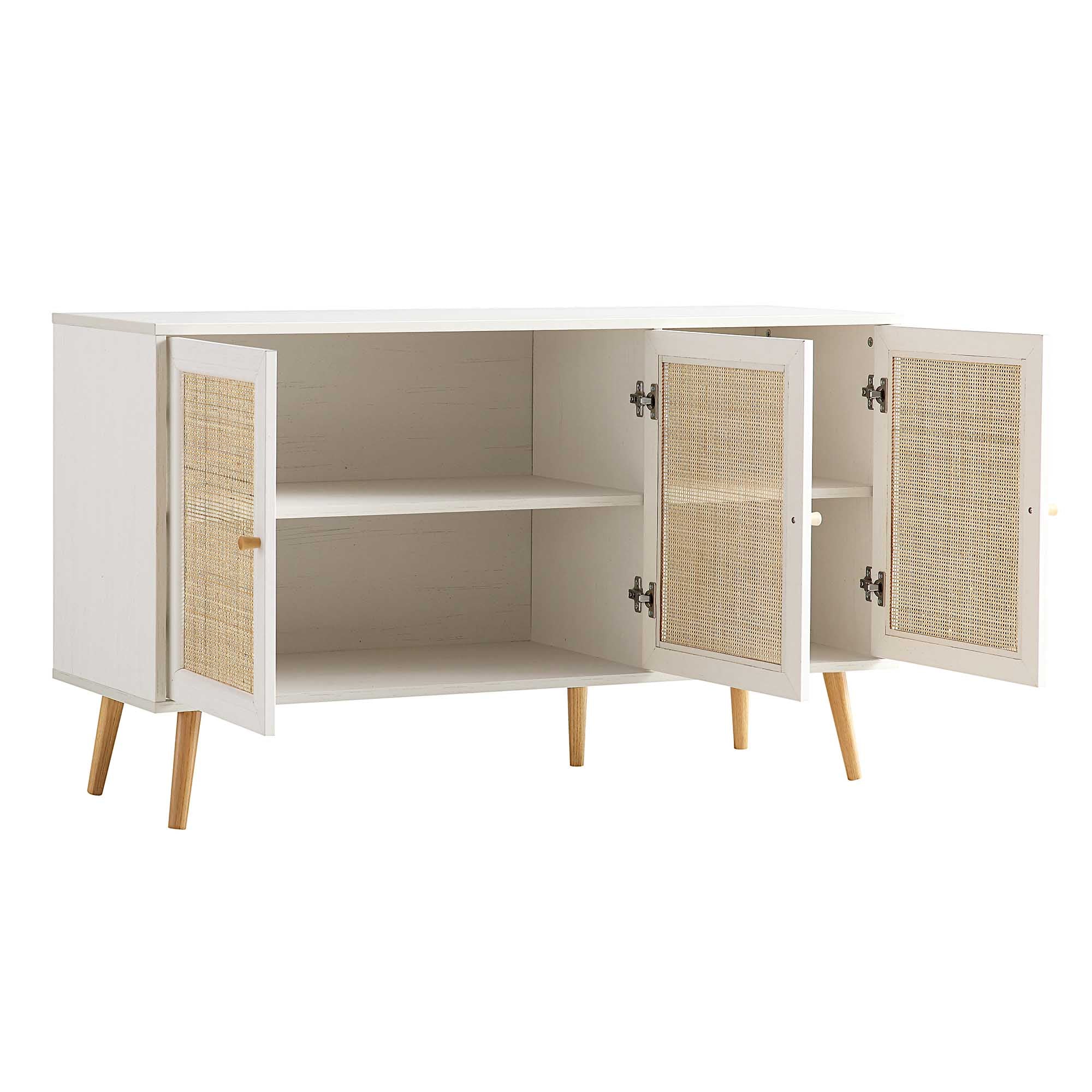Frances Woven Rattan 3-Door Sideboard, White - Image 6