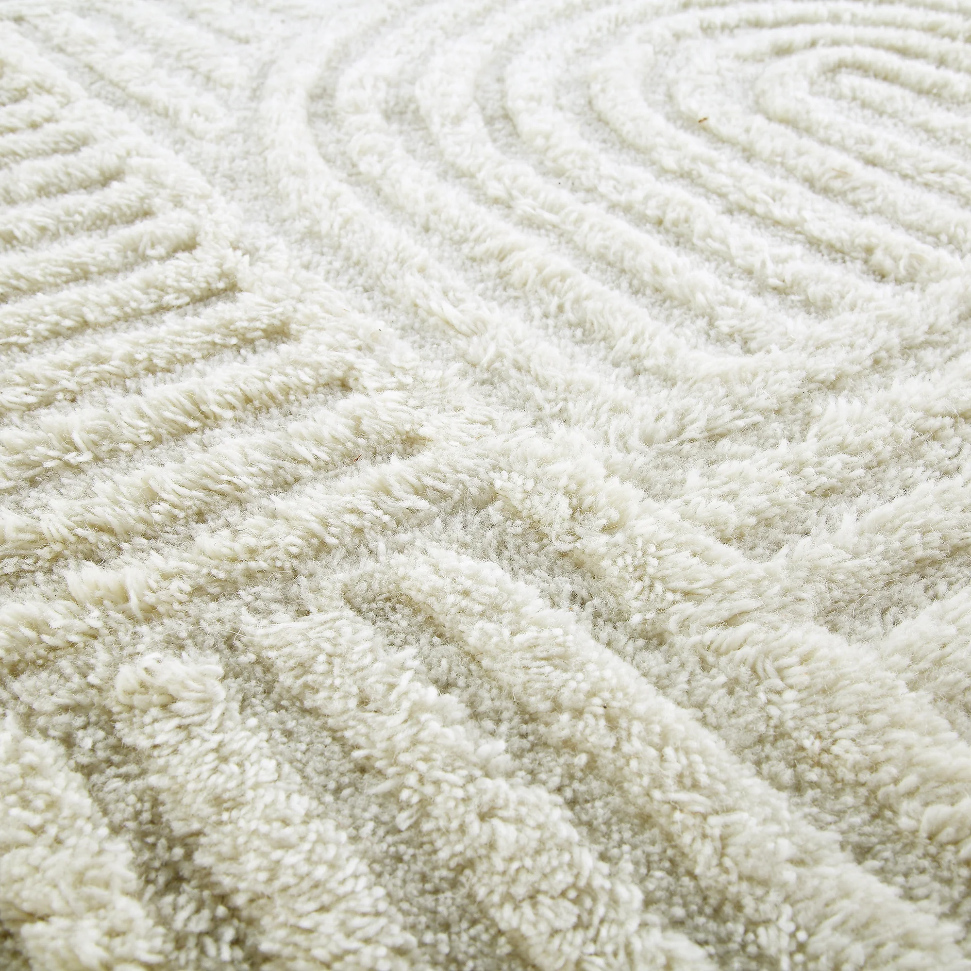 Geo Curve Cream Hand Tufted New Zealand Wool Round Rug - Image 5