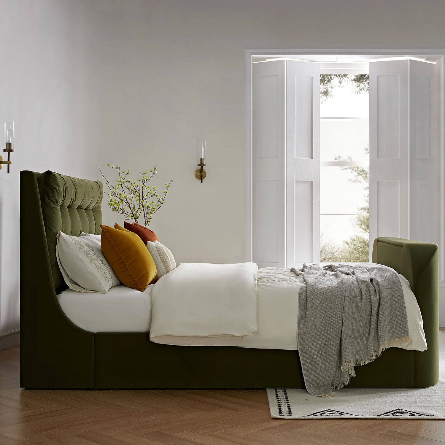 Hadley Moss Green Velvet Ottoman TV Bed - Image 4