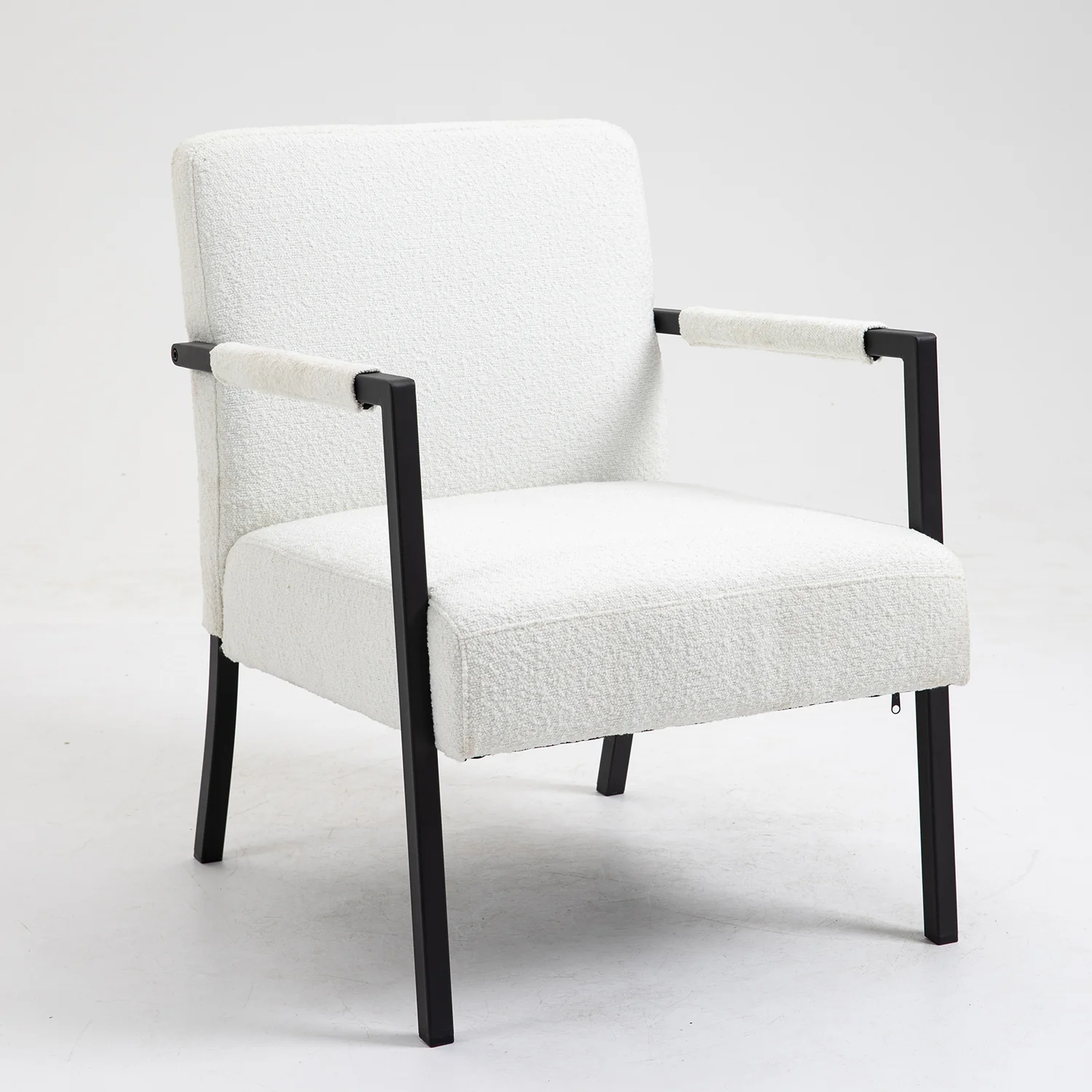 Hatton Steel Frame Boucle Accent Chair (White) - Image 6